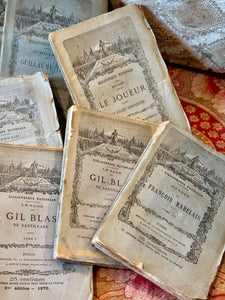 Antique French Blue Deckled Edge Books