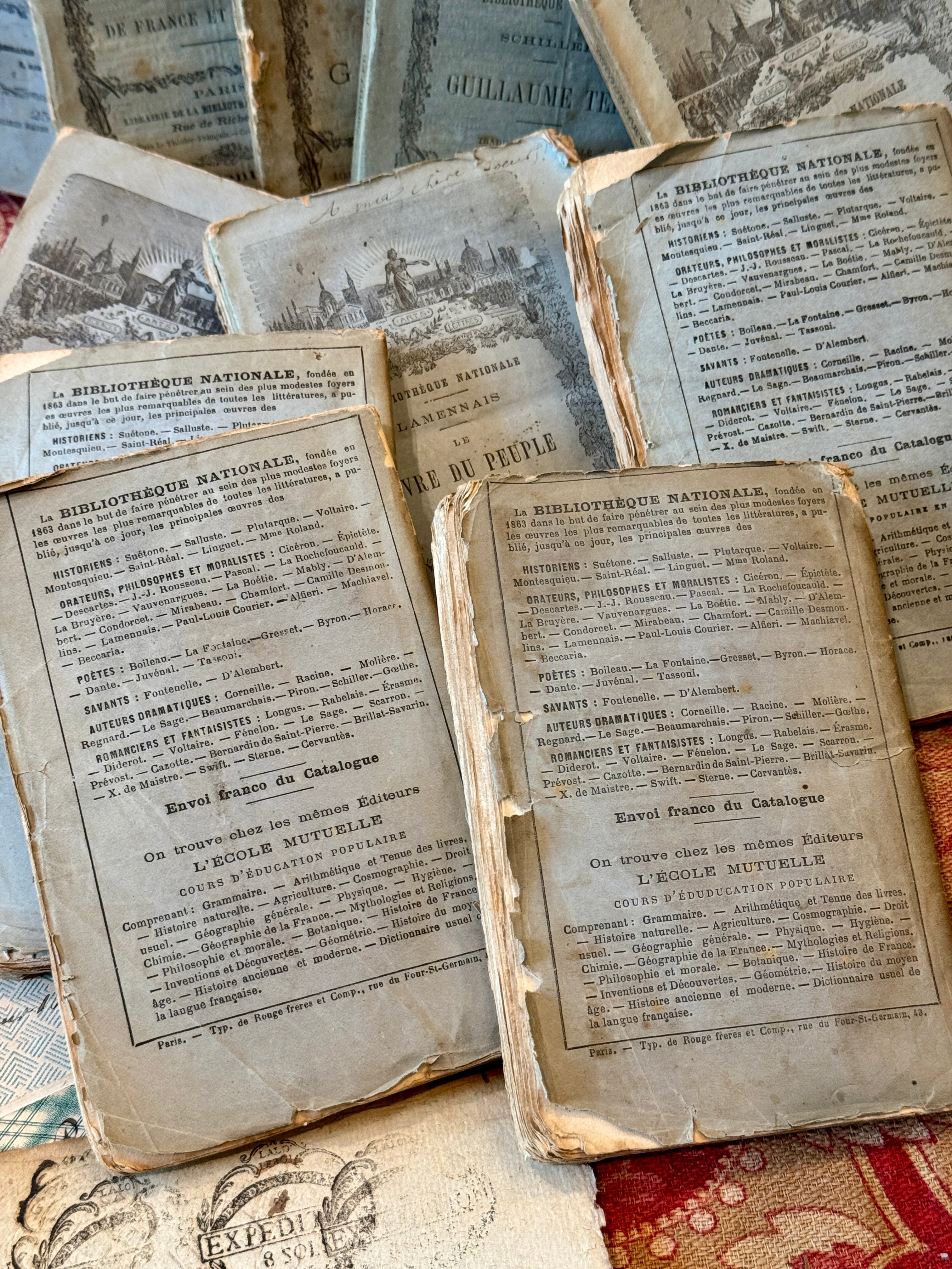 Antique French Blue Deckled Edge Books