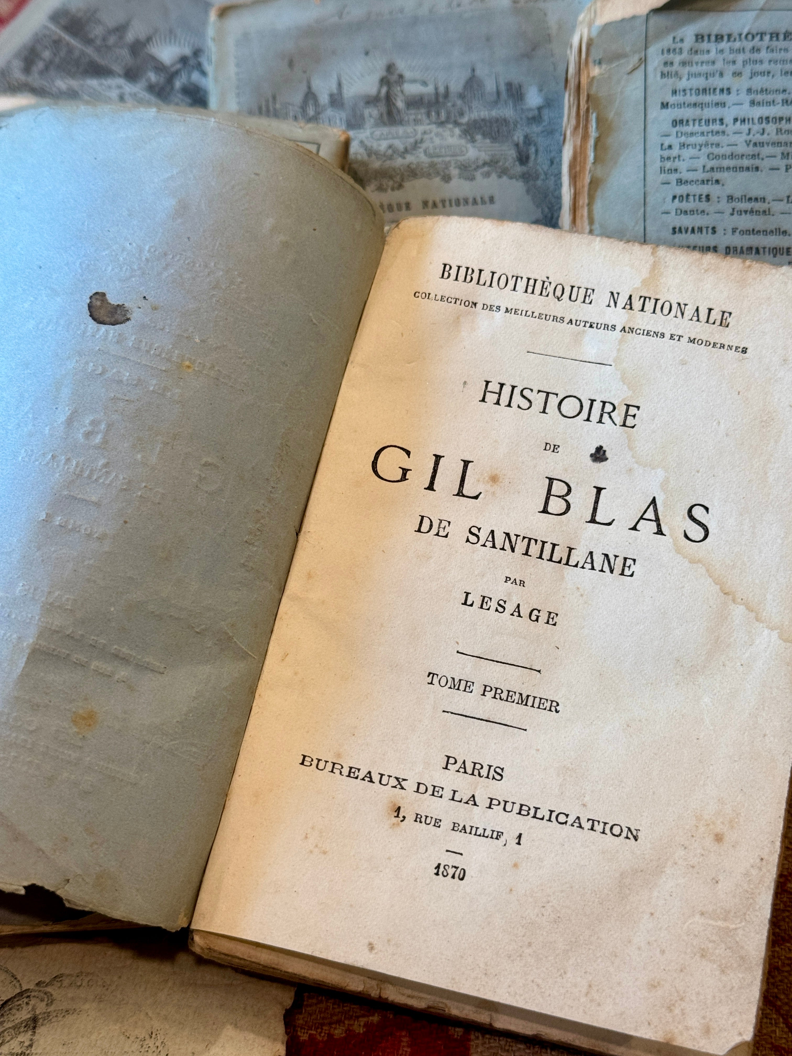 Antique French Blue Deckled Edge Books