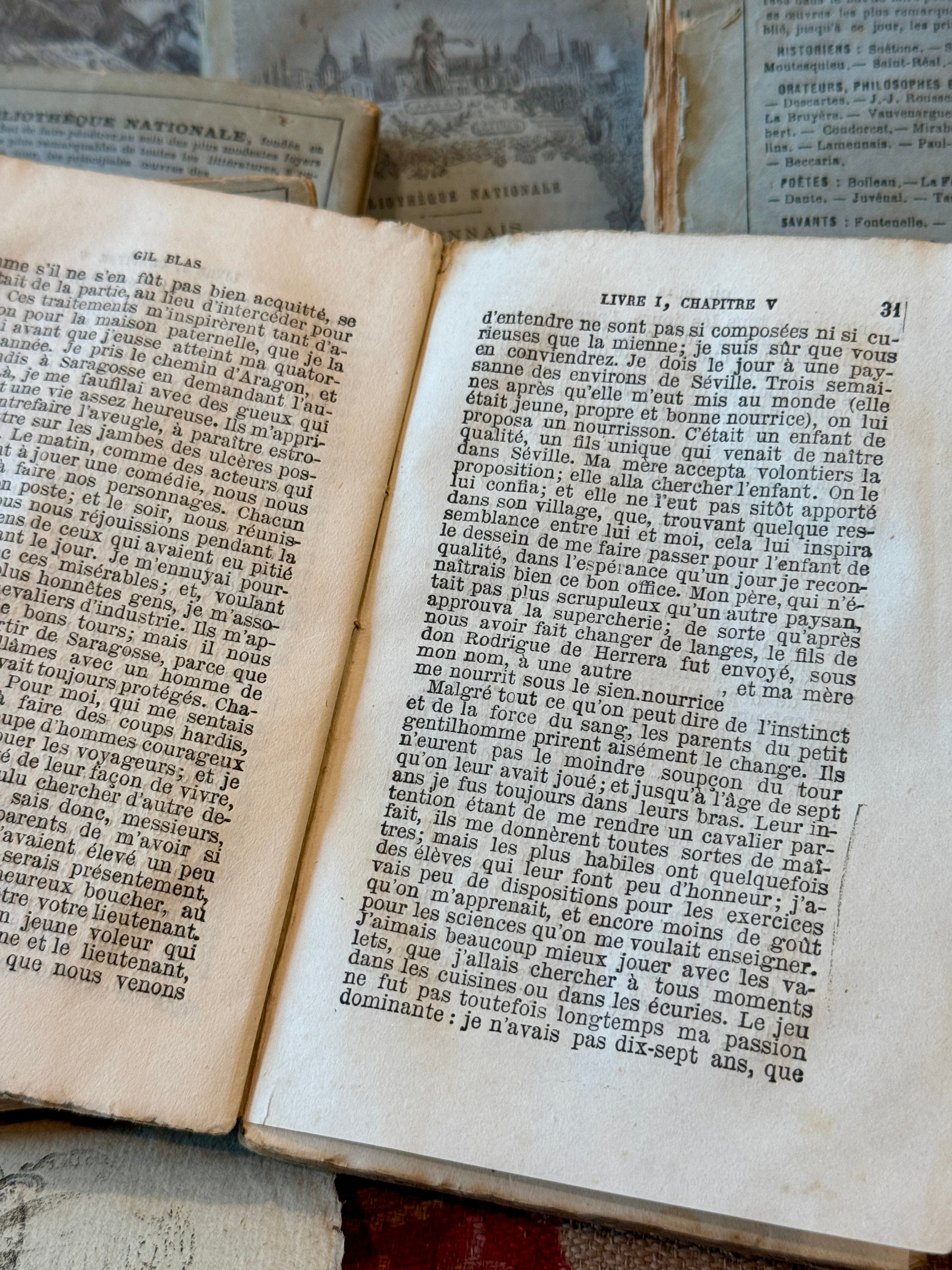Antique French Blue Deckled Edge Books