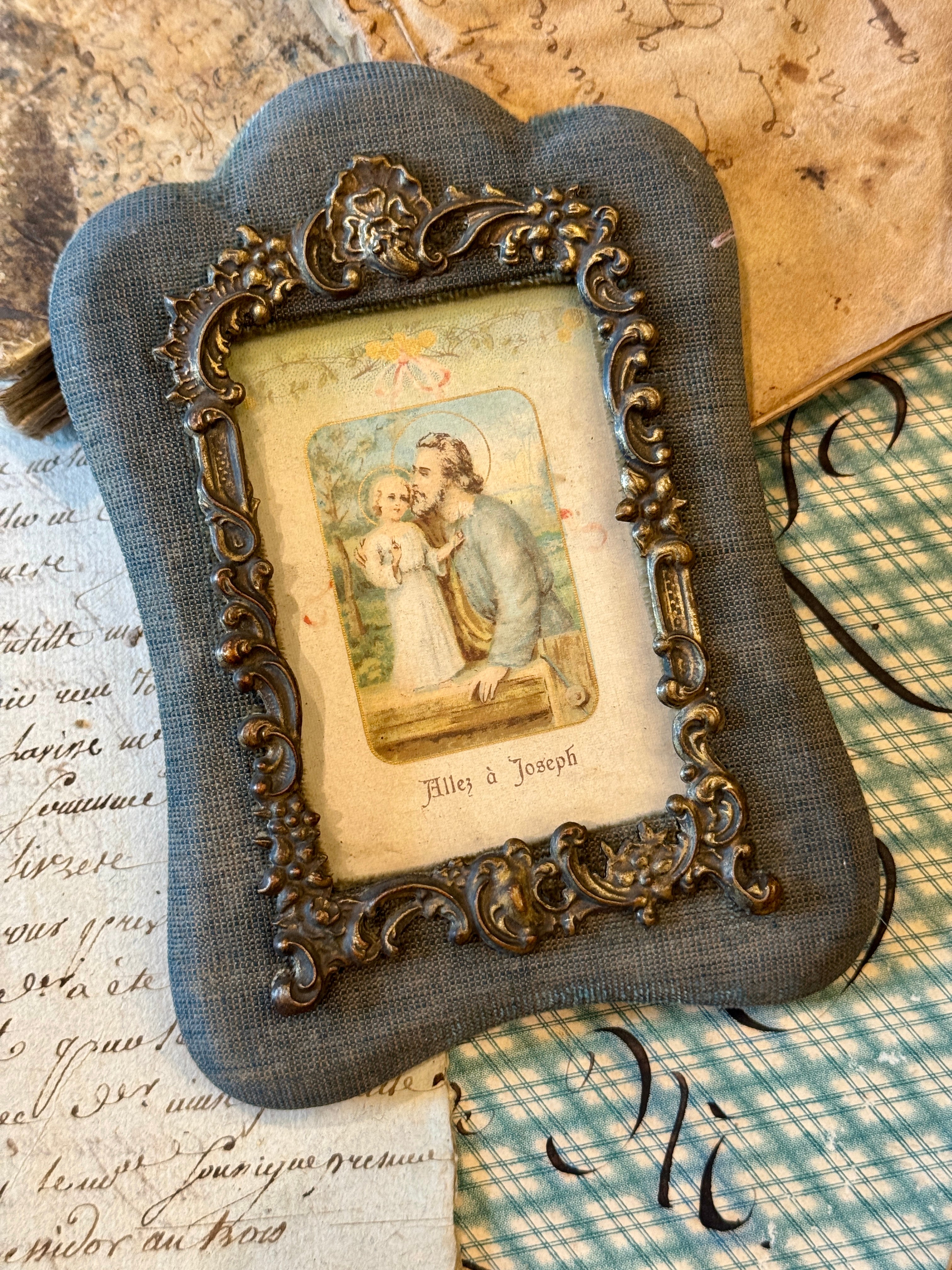 1800s French Religious Icon "Allez A Joseph"