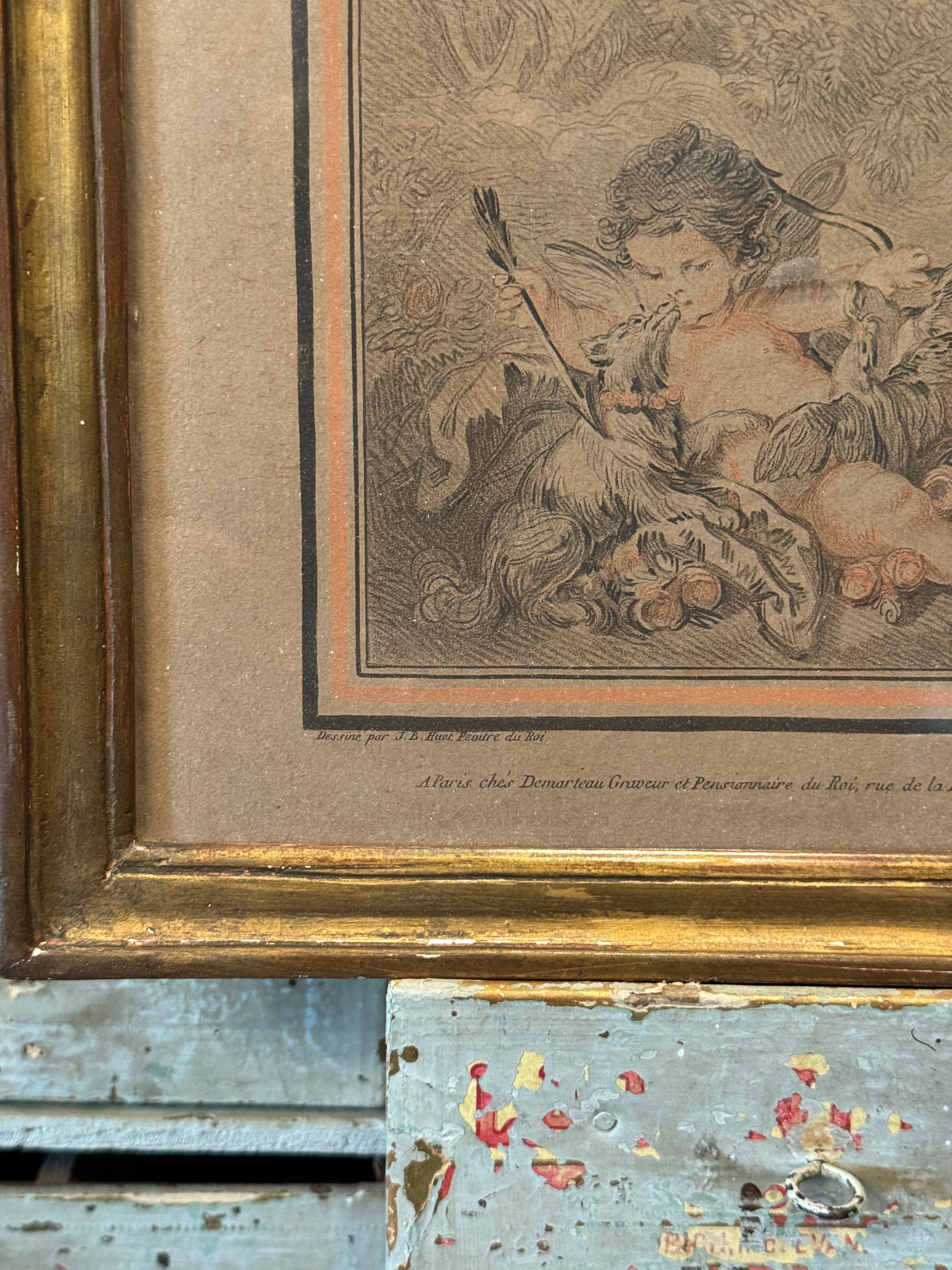 Antique French Late 1800s Angel Engraving - Piece 2