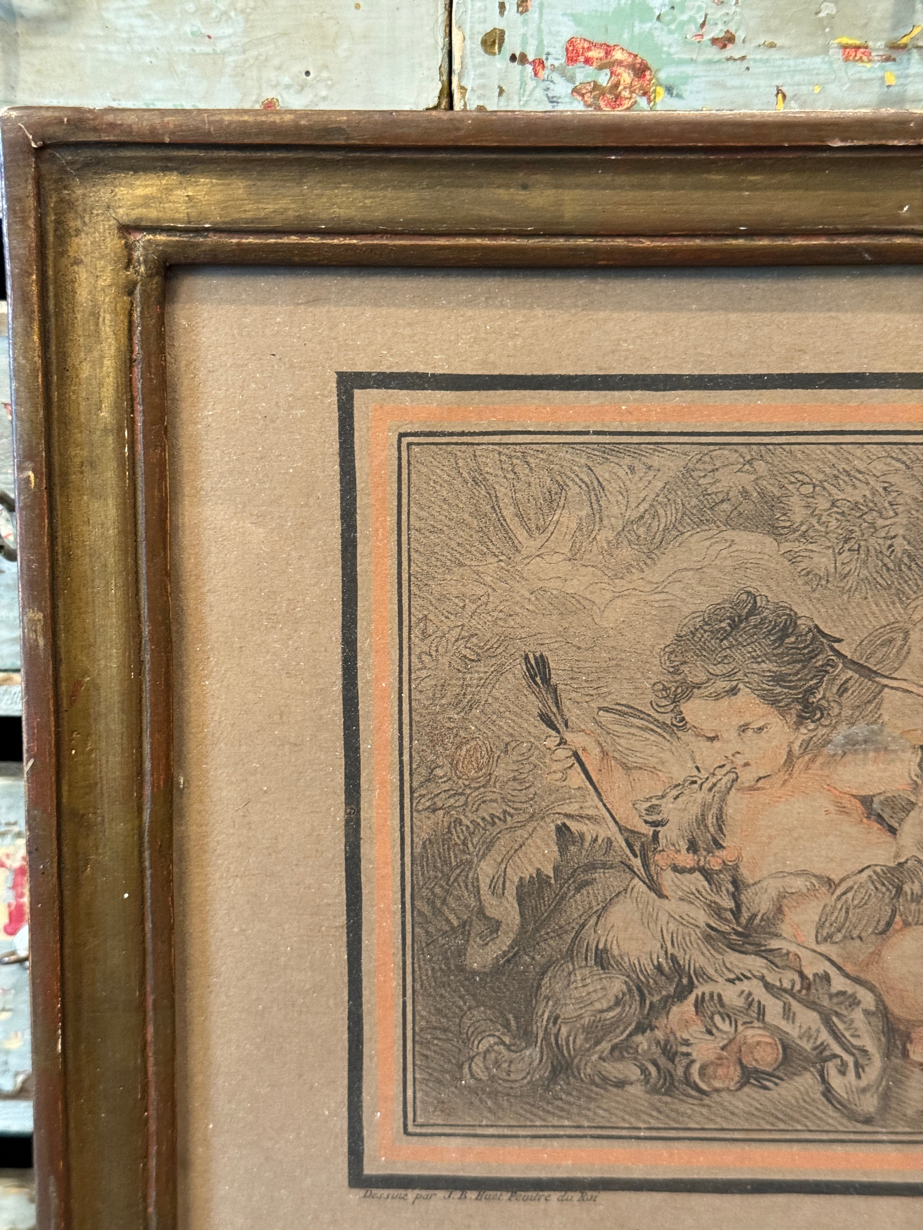 Antique French Late 1800s Angel Engraving - Piece 2