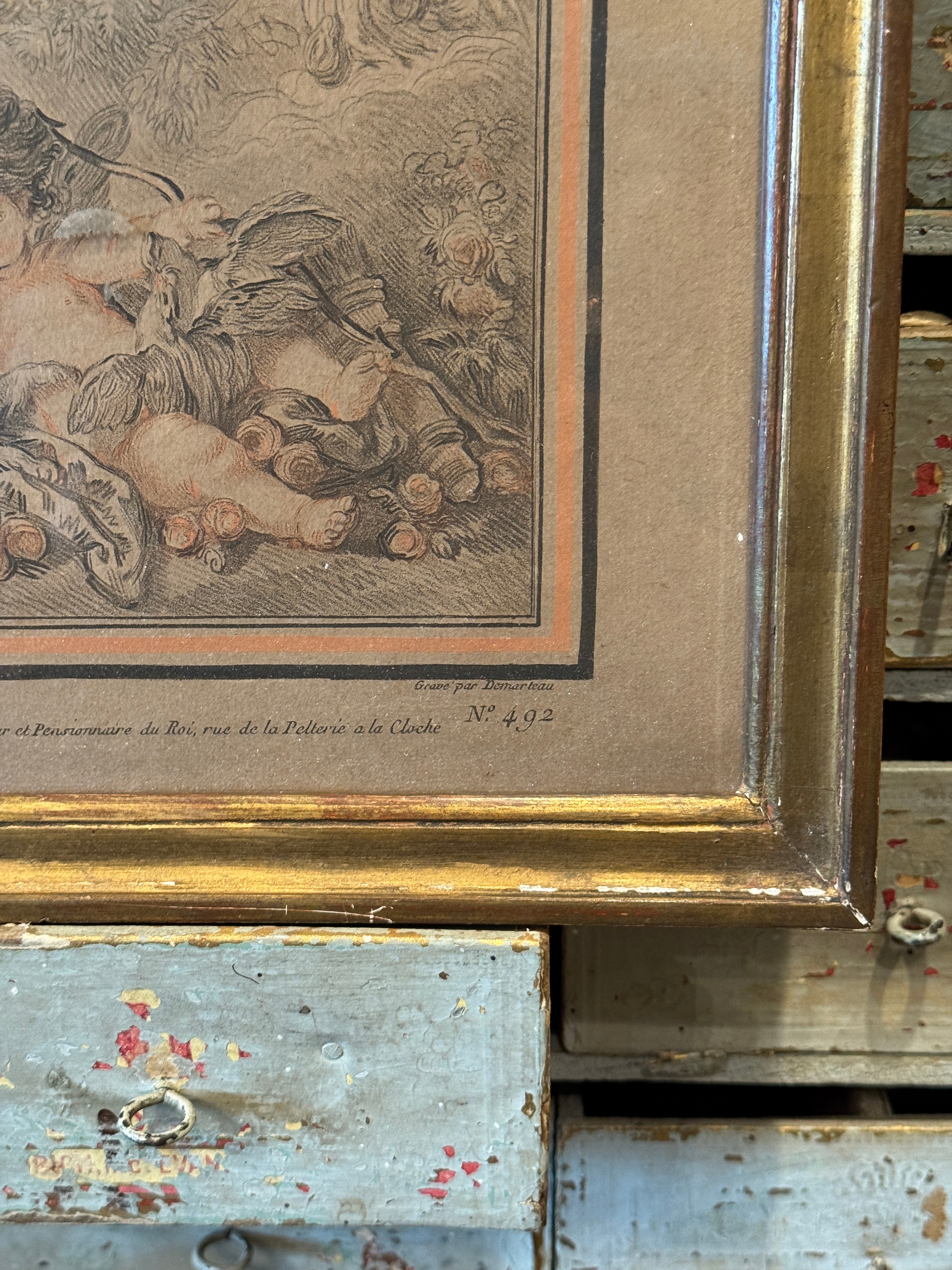 Antique French Late 1800s Angel Engraving - Piece 2