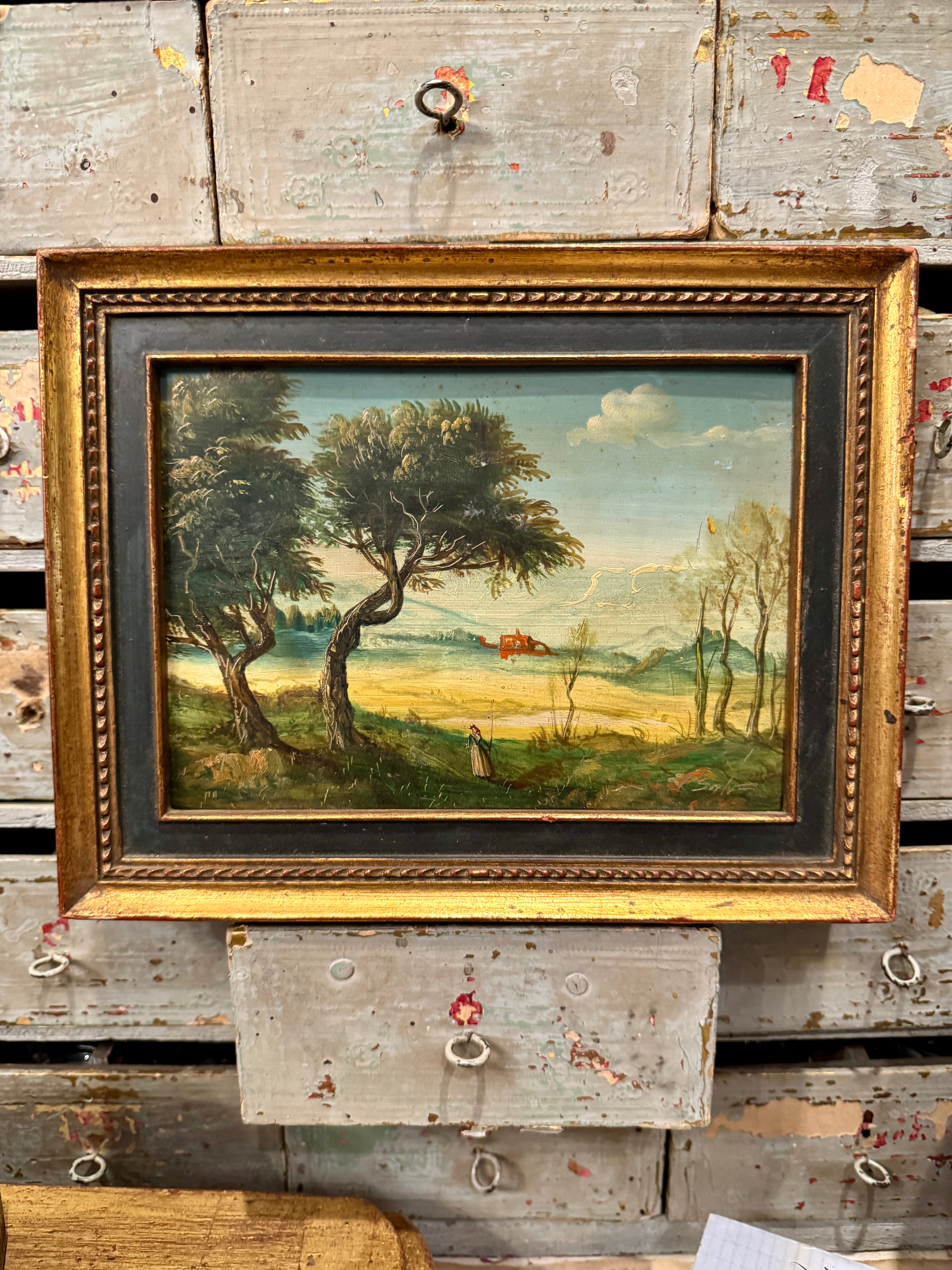 Rare Antique 1800s French Oil Painting on Copper
