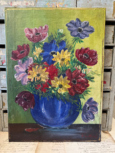 Antique French Floral Canvas Painting