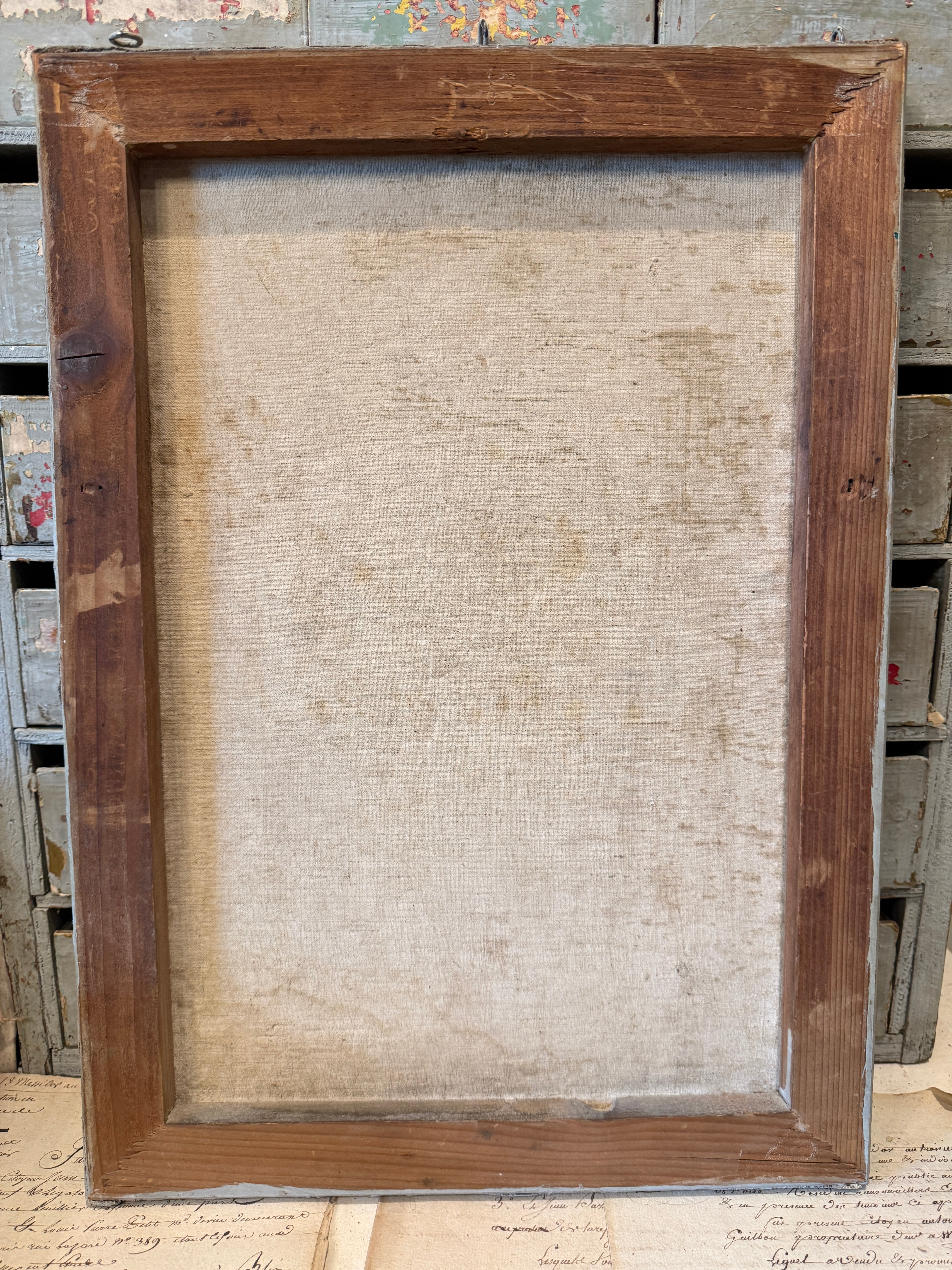 Antique French Floral Canvas Painting