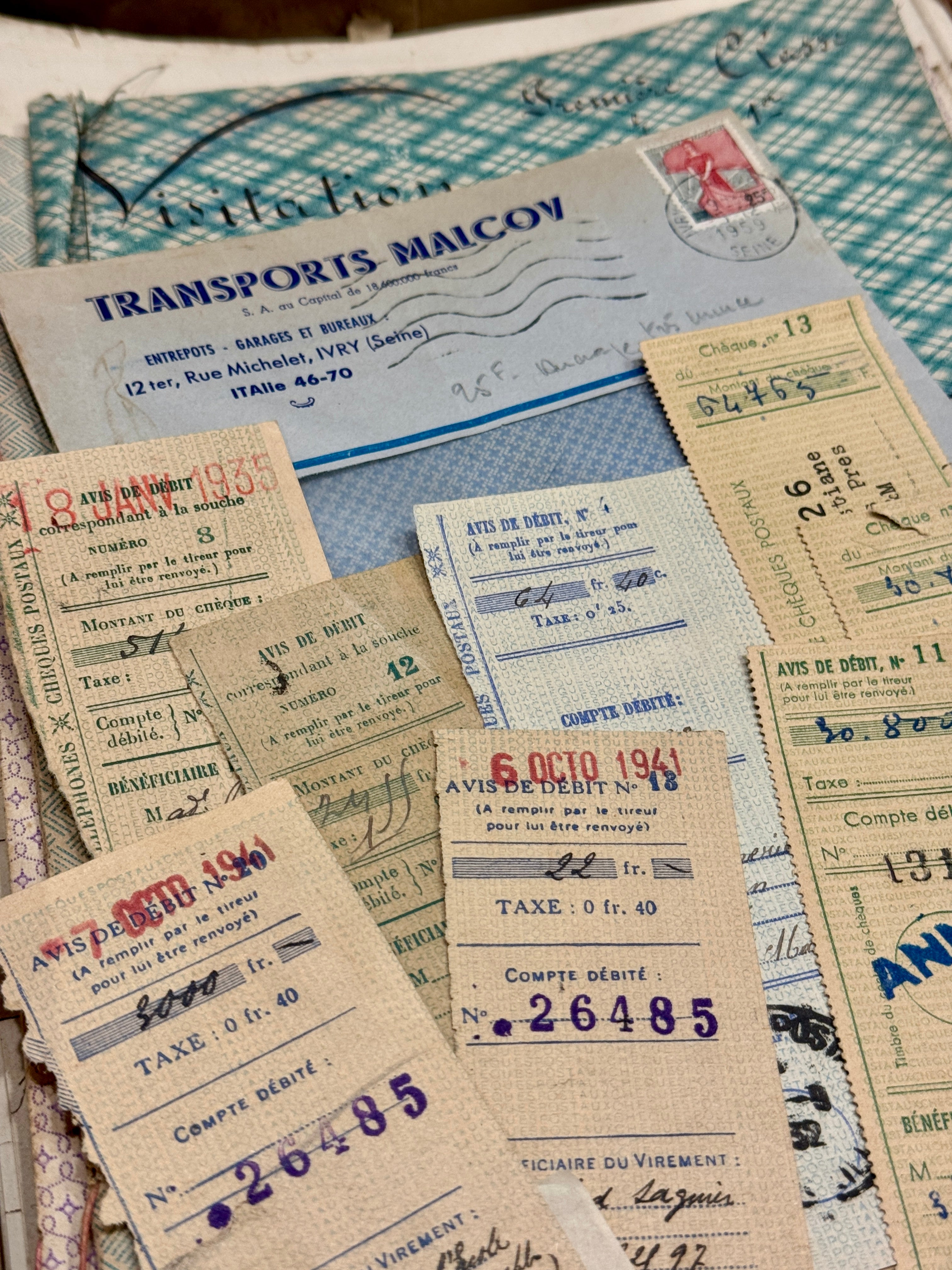 Antique French Envelope with Assorted Tax Receipts