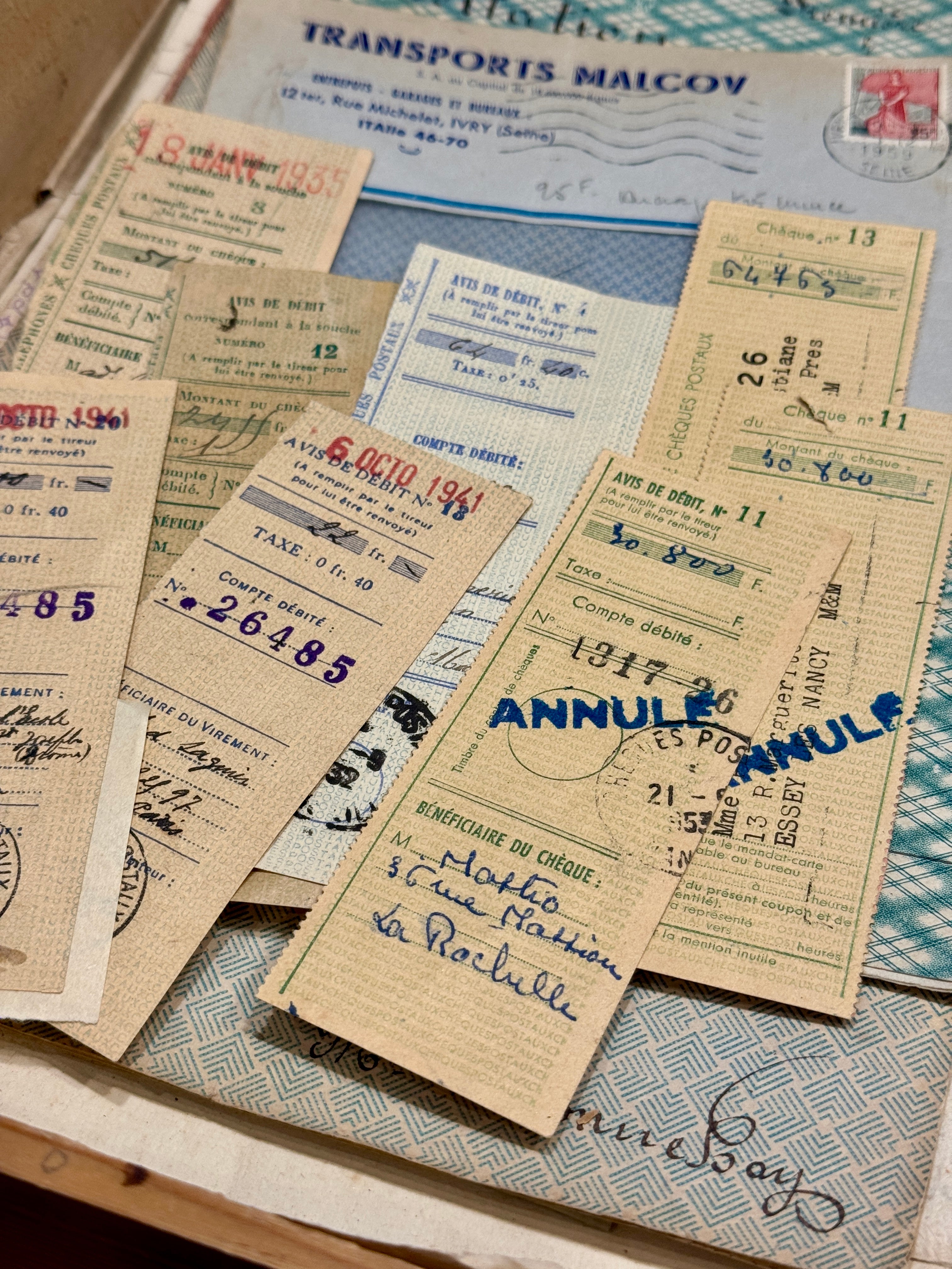 Antique French Envelope with Assorted Tax Receipts