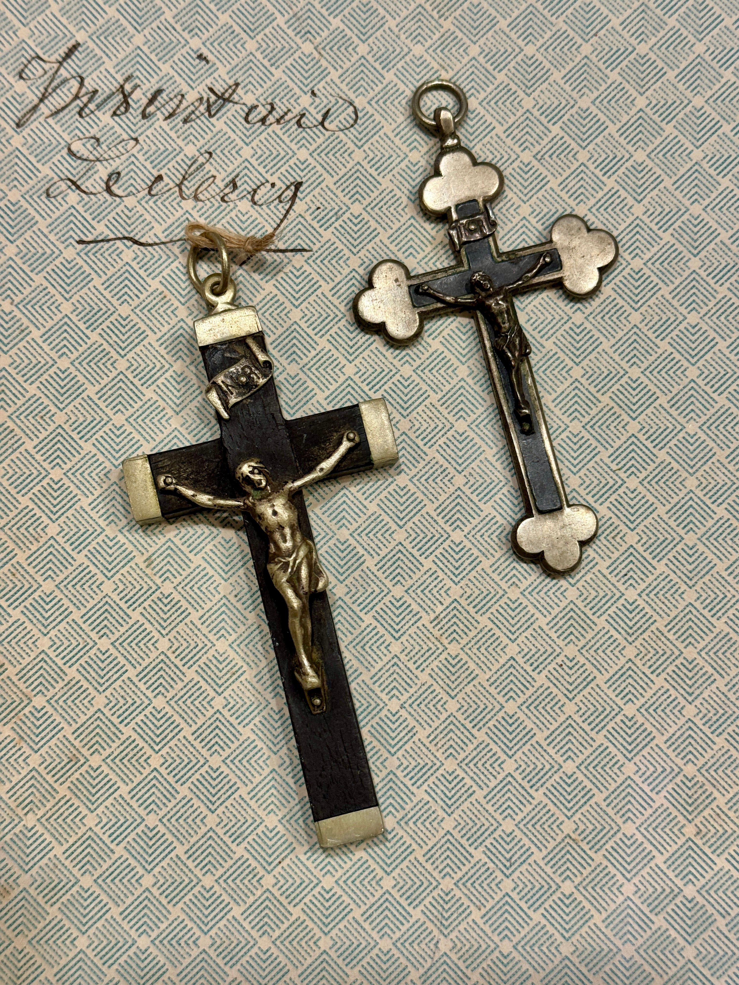 Beautiful antique French Crucifixes - Notre Dame