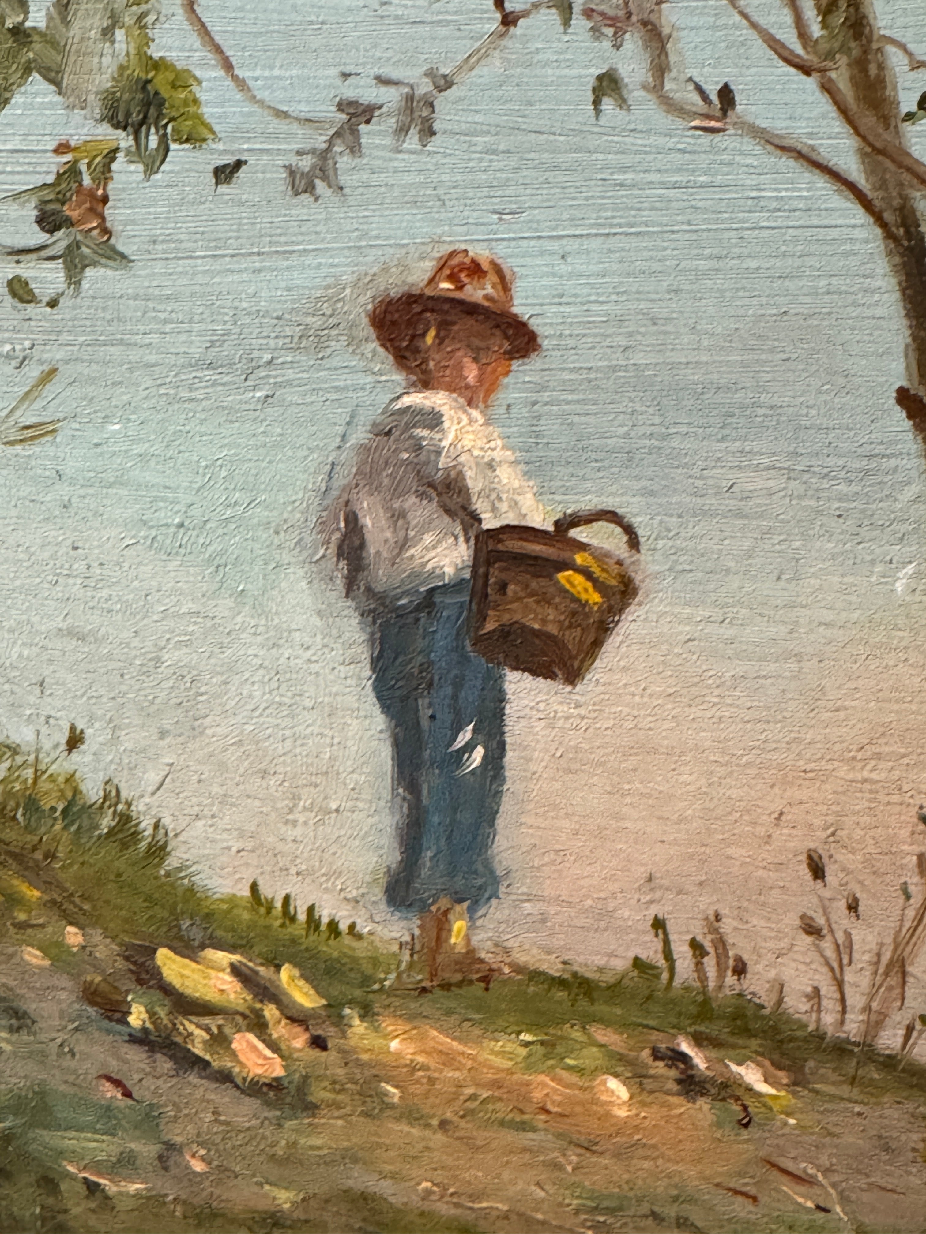Antique French Oil Painting of a Young Boy