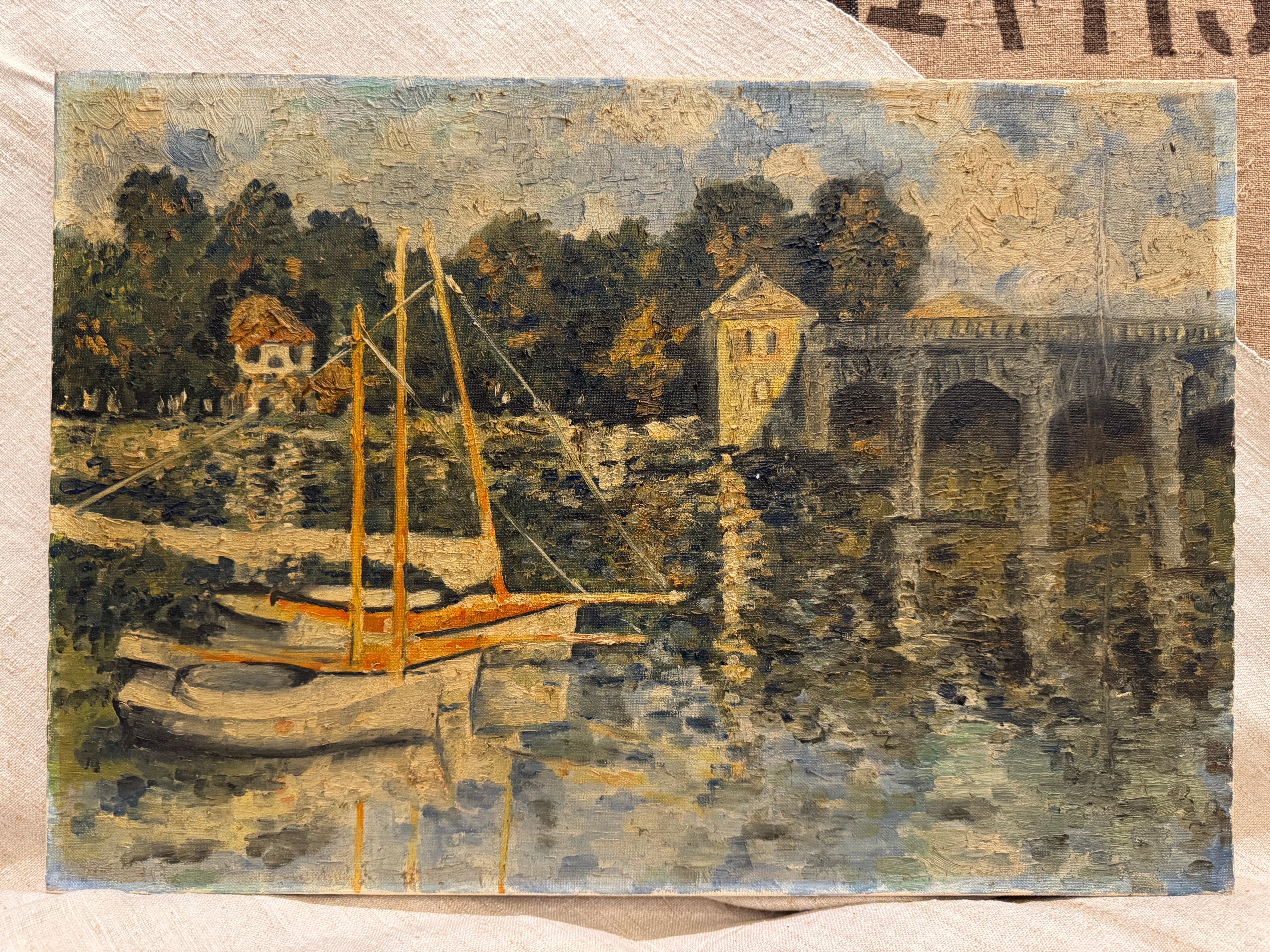 Antique French 1800s Oil Painting