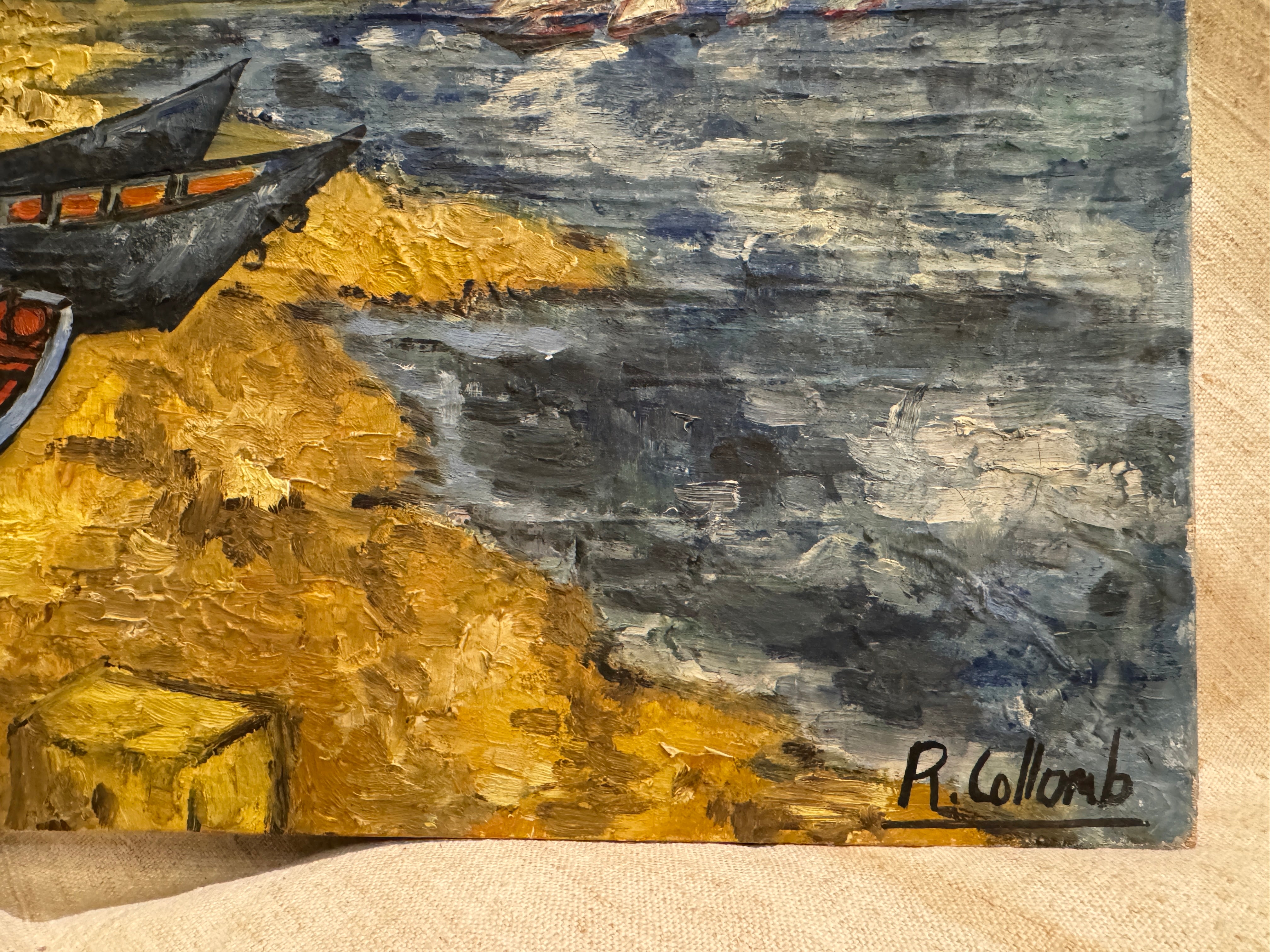 Original Antique French Nautical Oil Painting