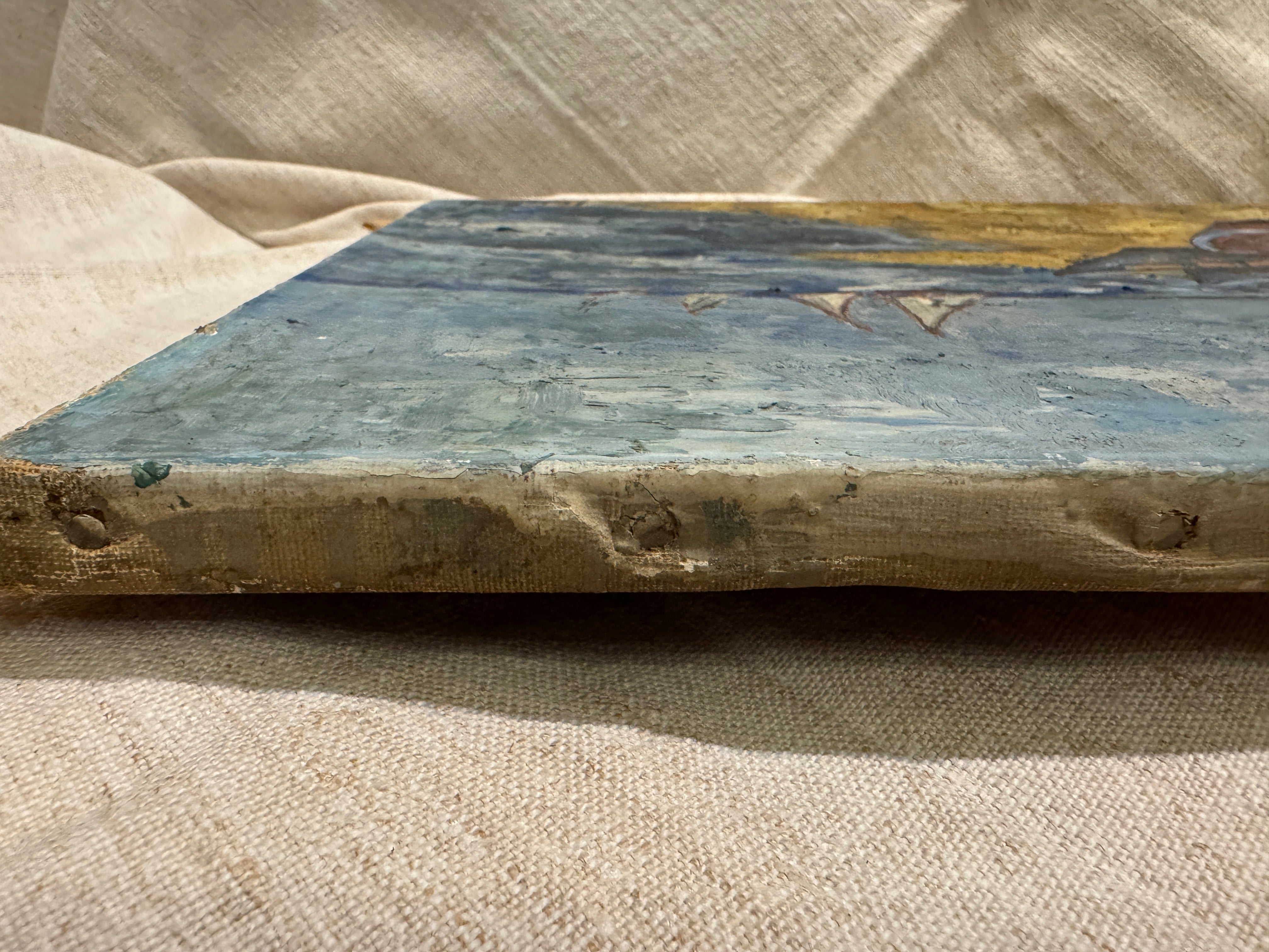 Original Antique French Nautical Oil Painting