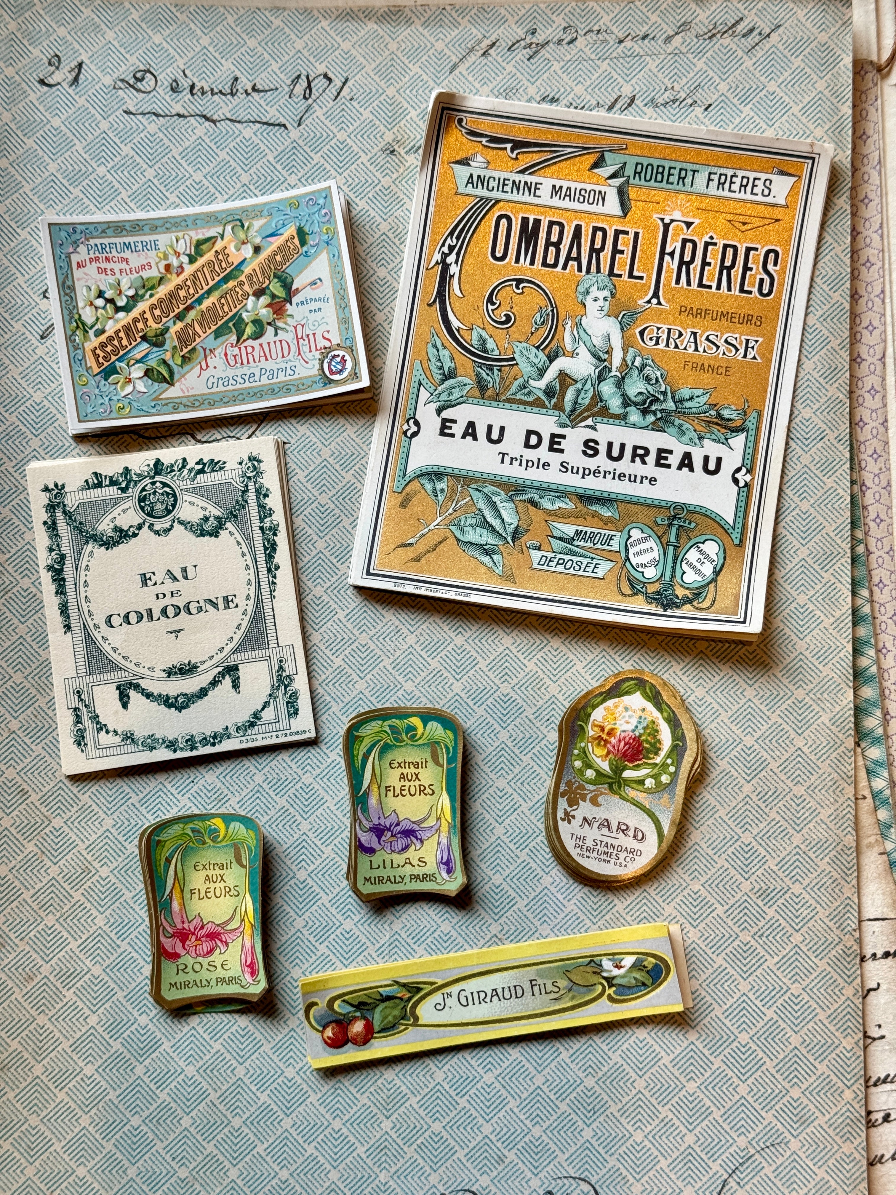 Antique Original French Perfume Labels - S