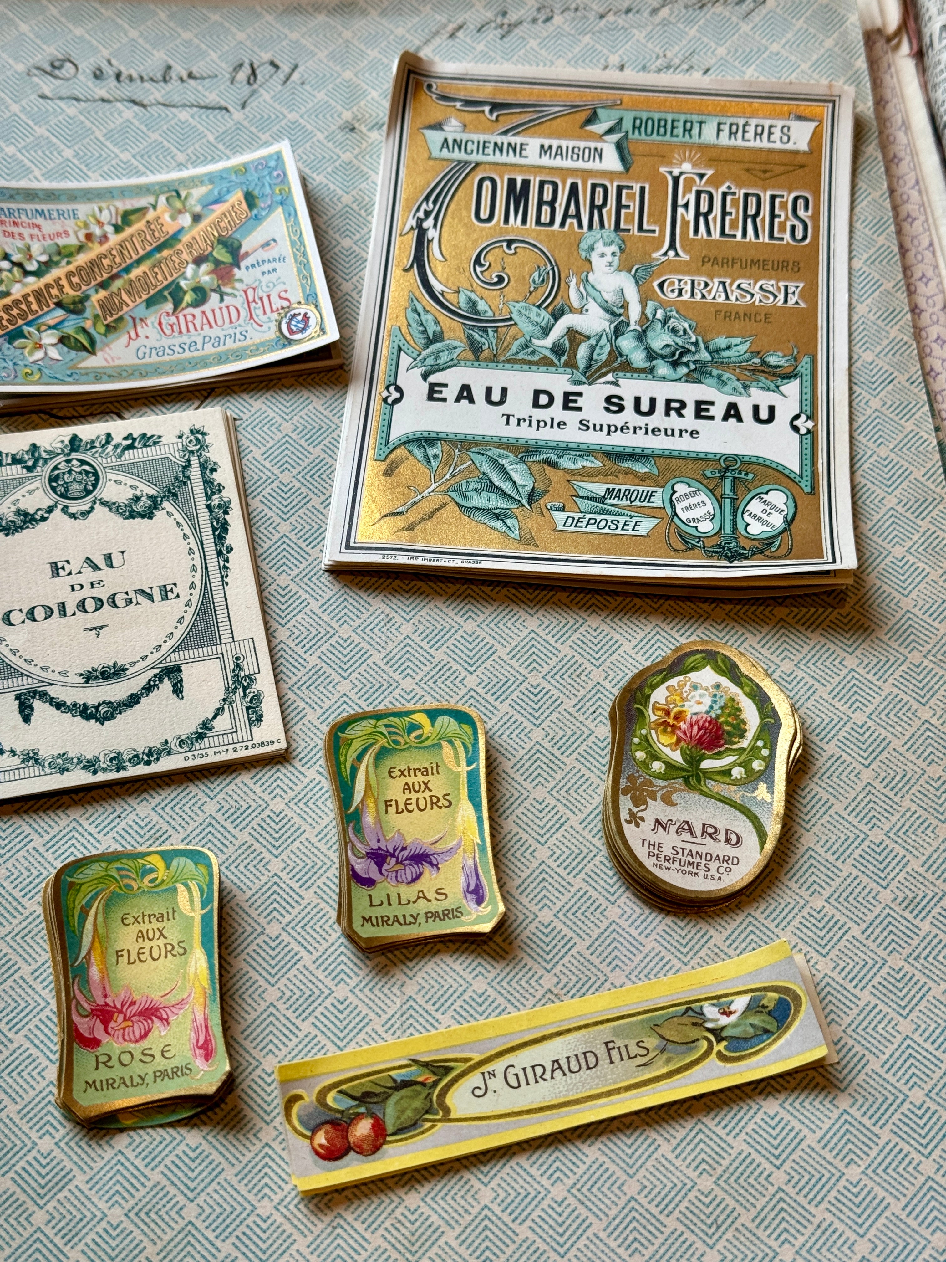 Antique Original French Perfume Labels - S