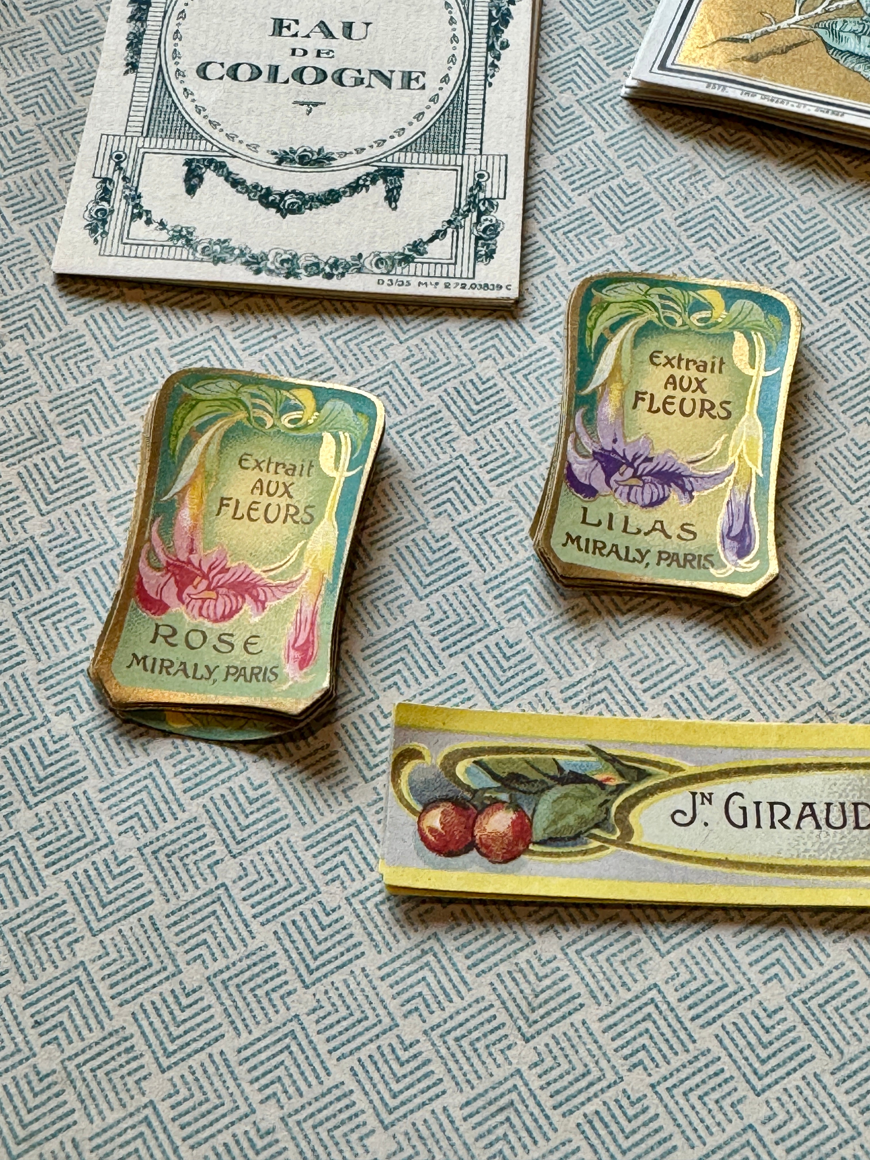 Antique Original French Perfume Labels - S