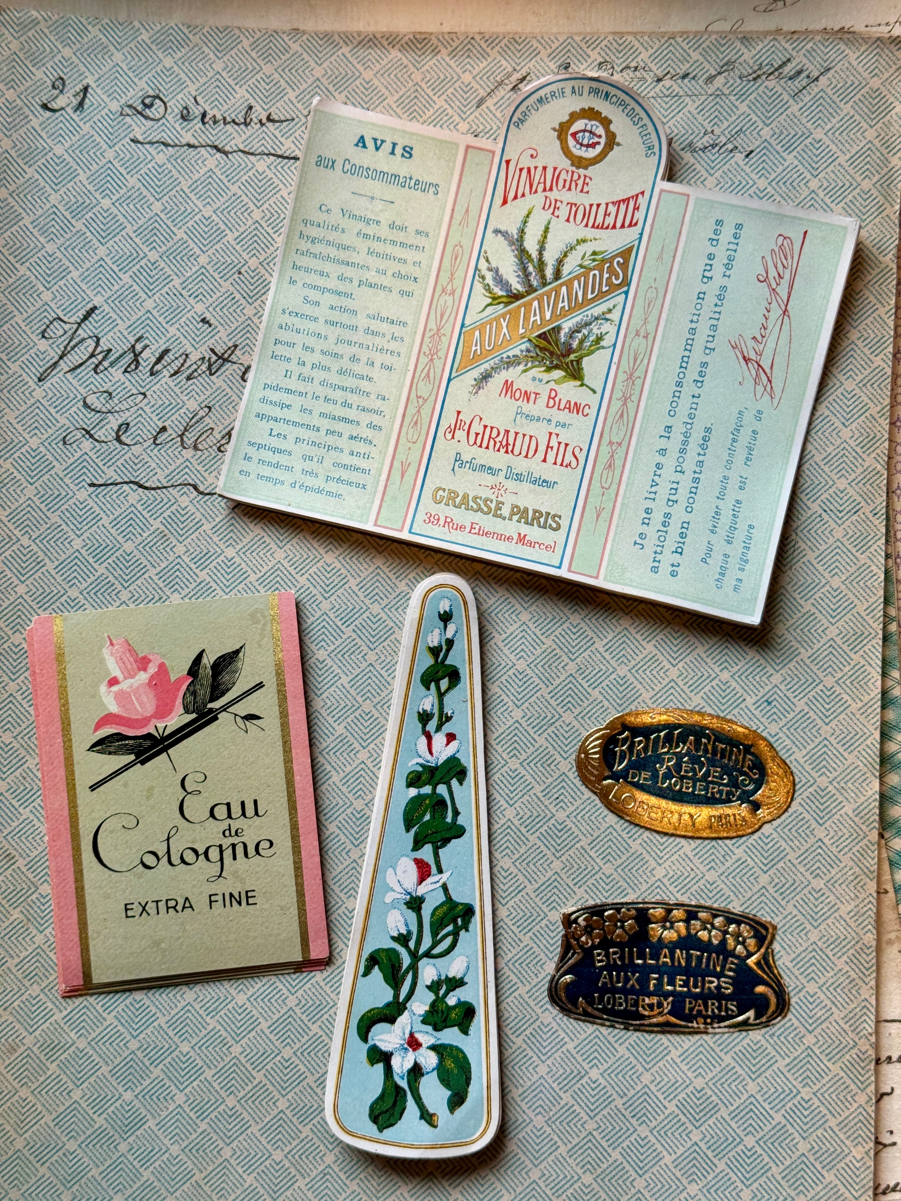 Antique Original French Perfume Labels - T