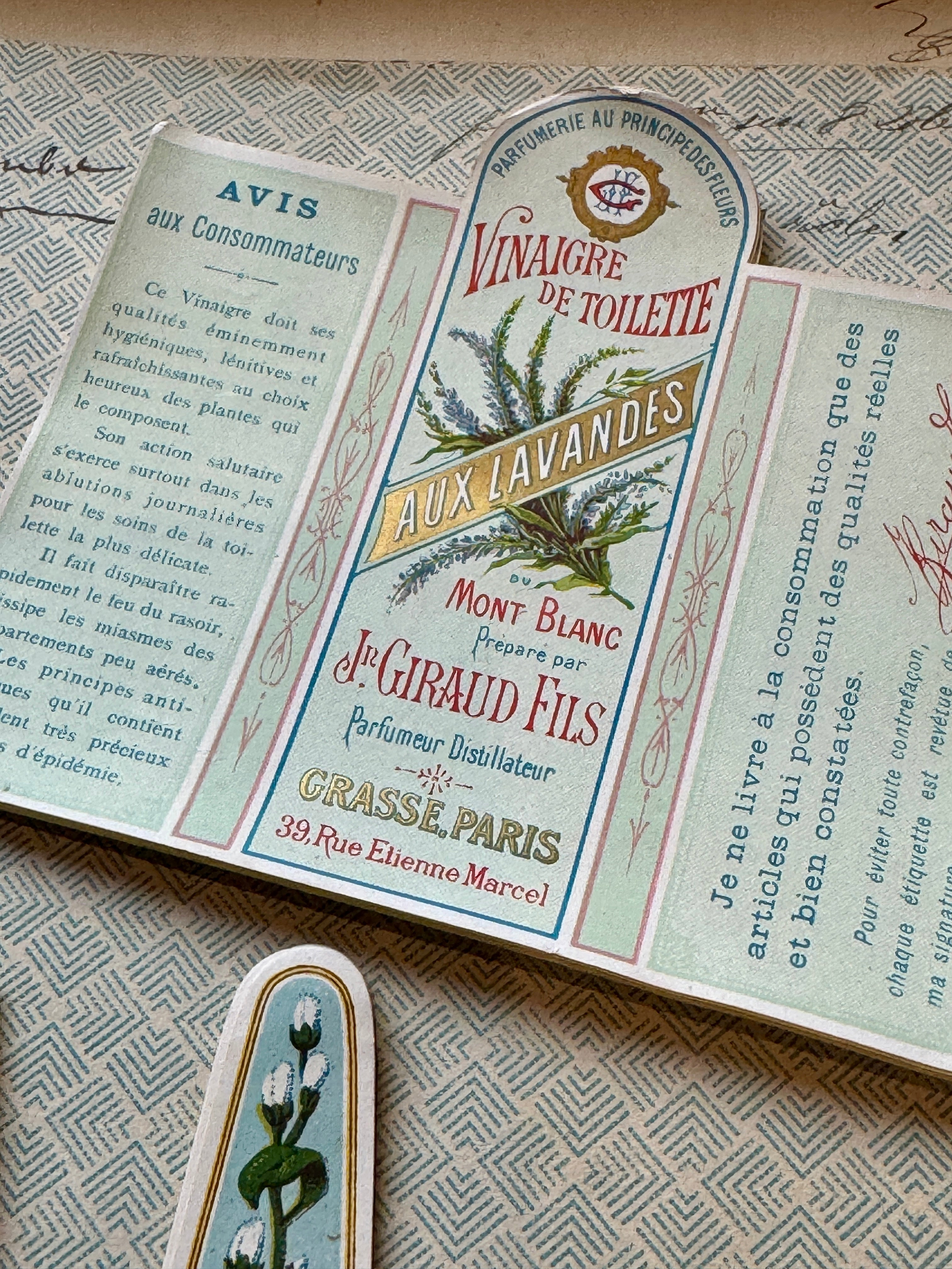 Antique Original French Perfume Labels - T