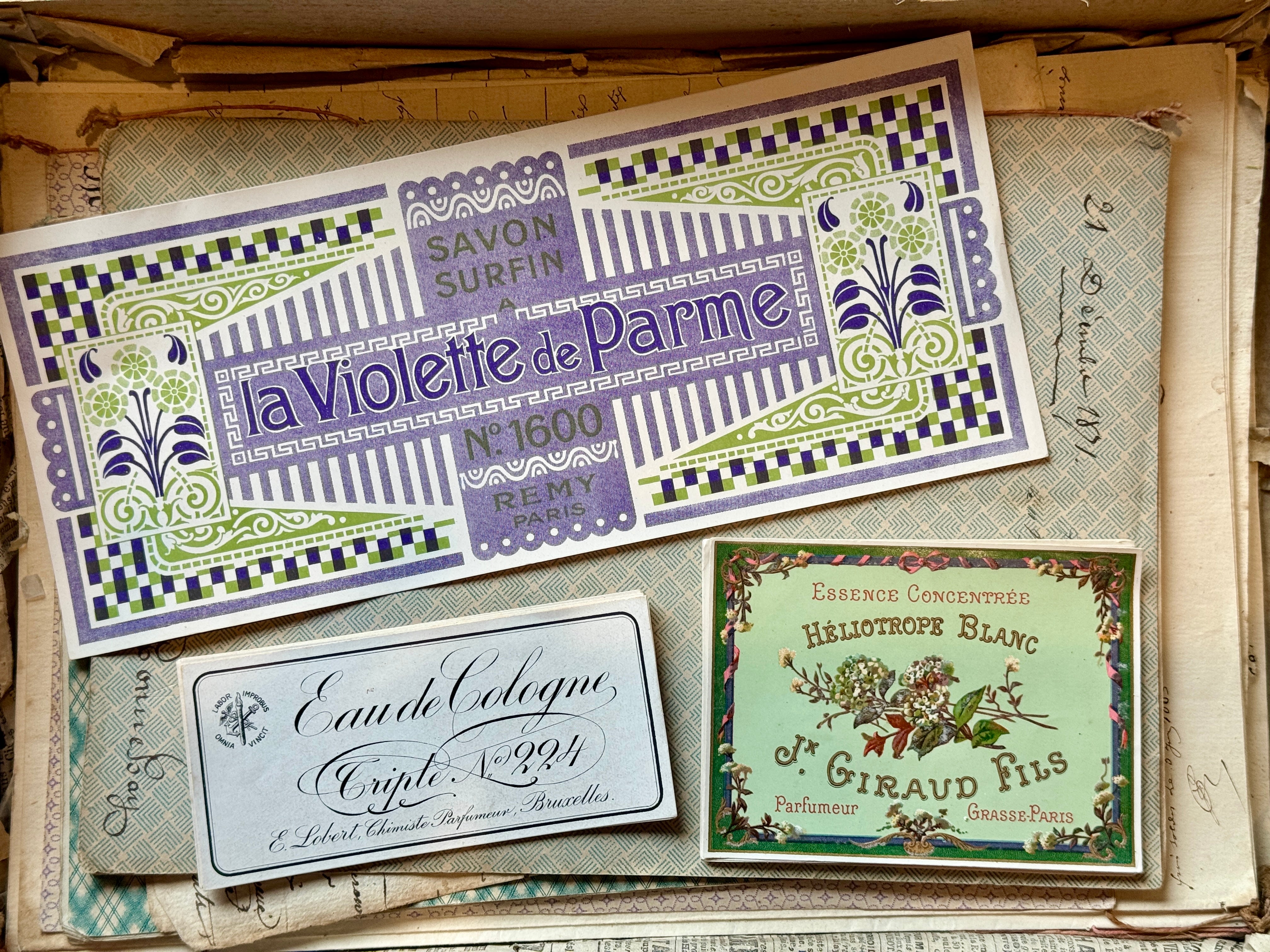 Antique Original French Perfume Labels - U