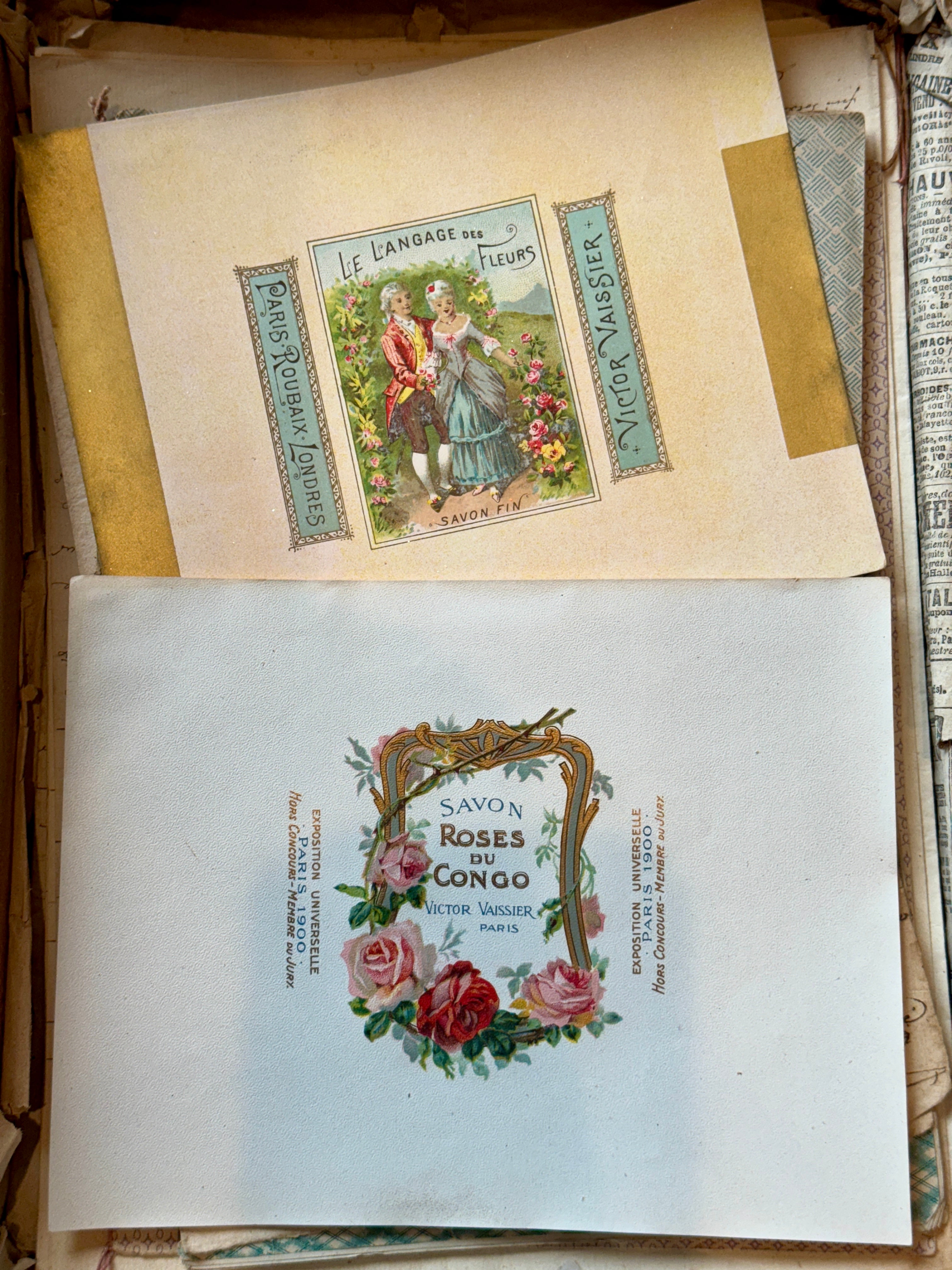 Antique Original French Perfume Labels - V