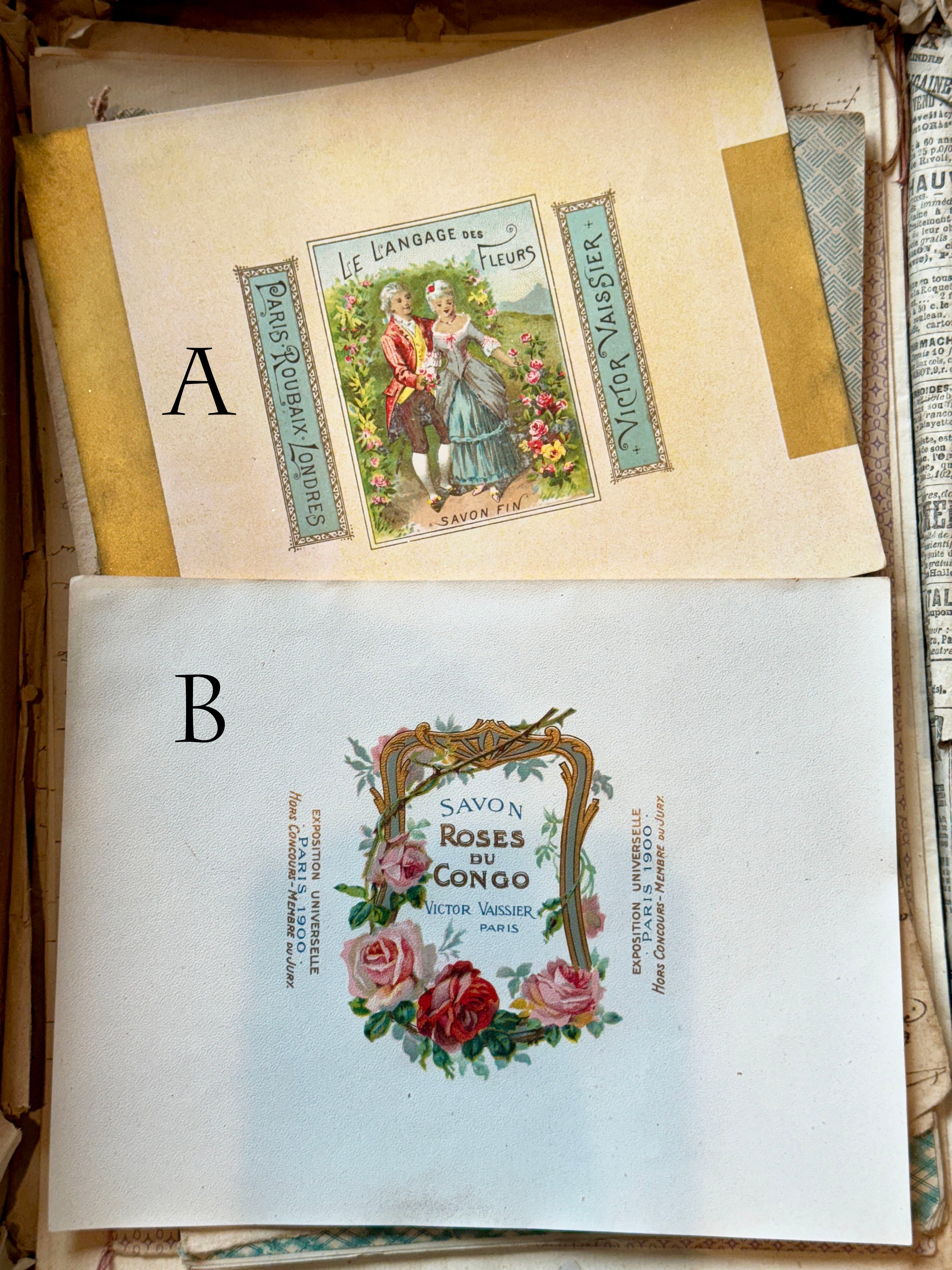 Antique Original French Perfume Labels - V