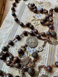 Antique French Rosary with Assorted Medals