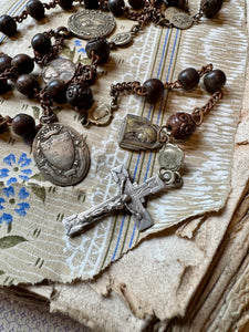 Antique French Rosary with Assorted Medals