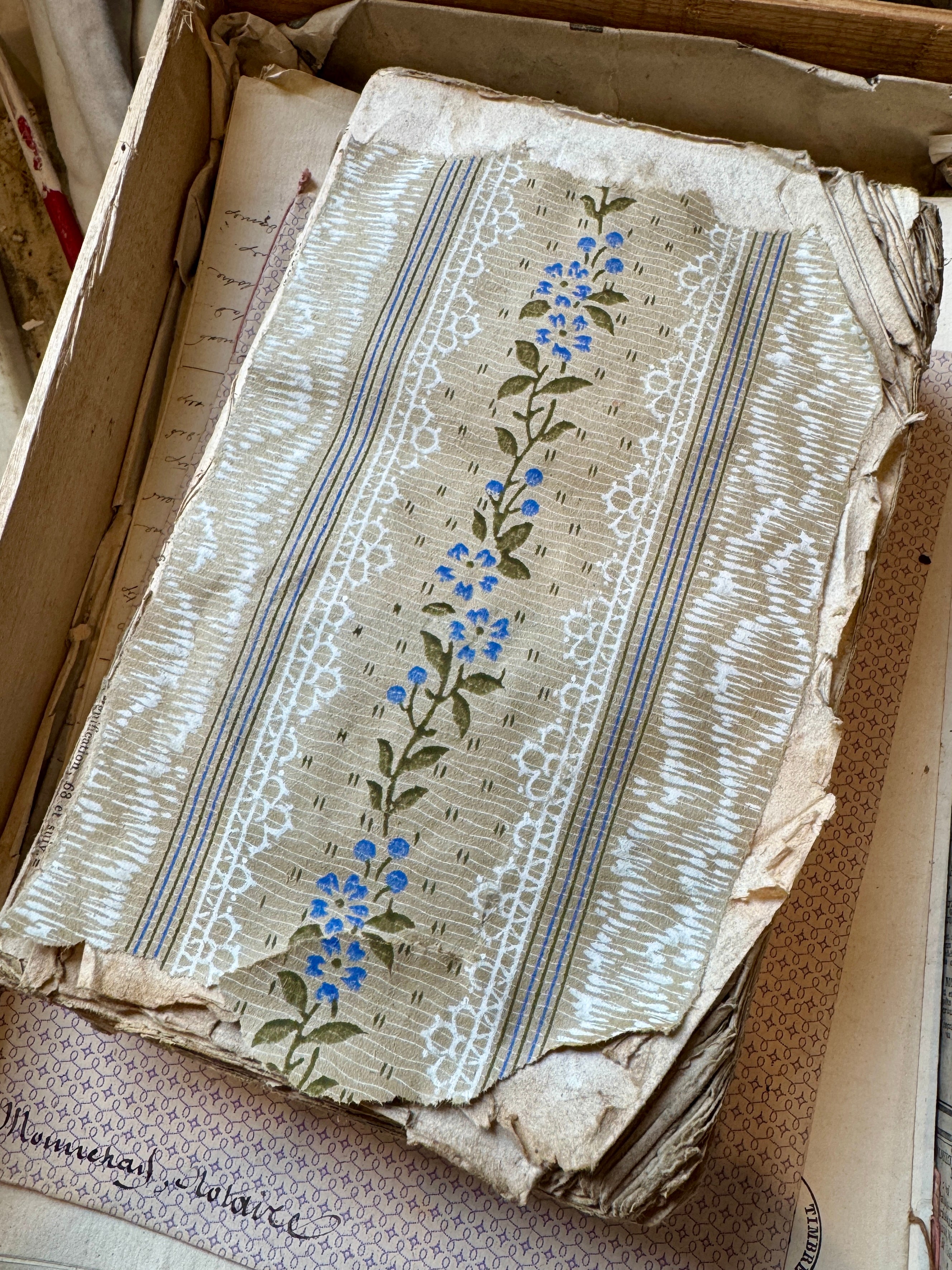 RESERVED - Large Antique French 1700s Deckled Edge Book