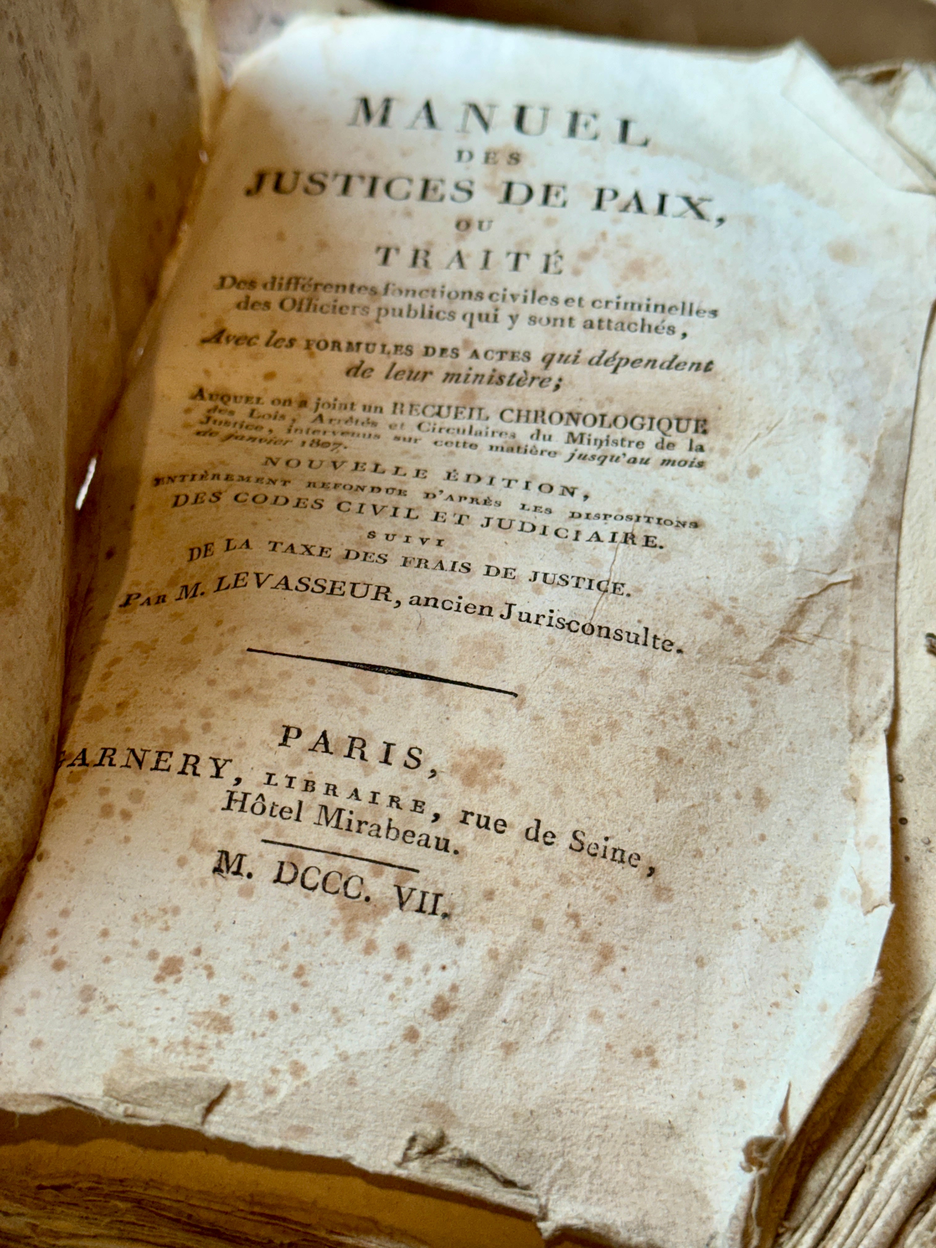 RESERVED - Large Antique French 1700s Deckled Edge Book