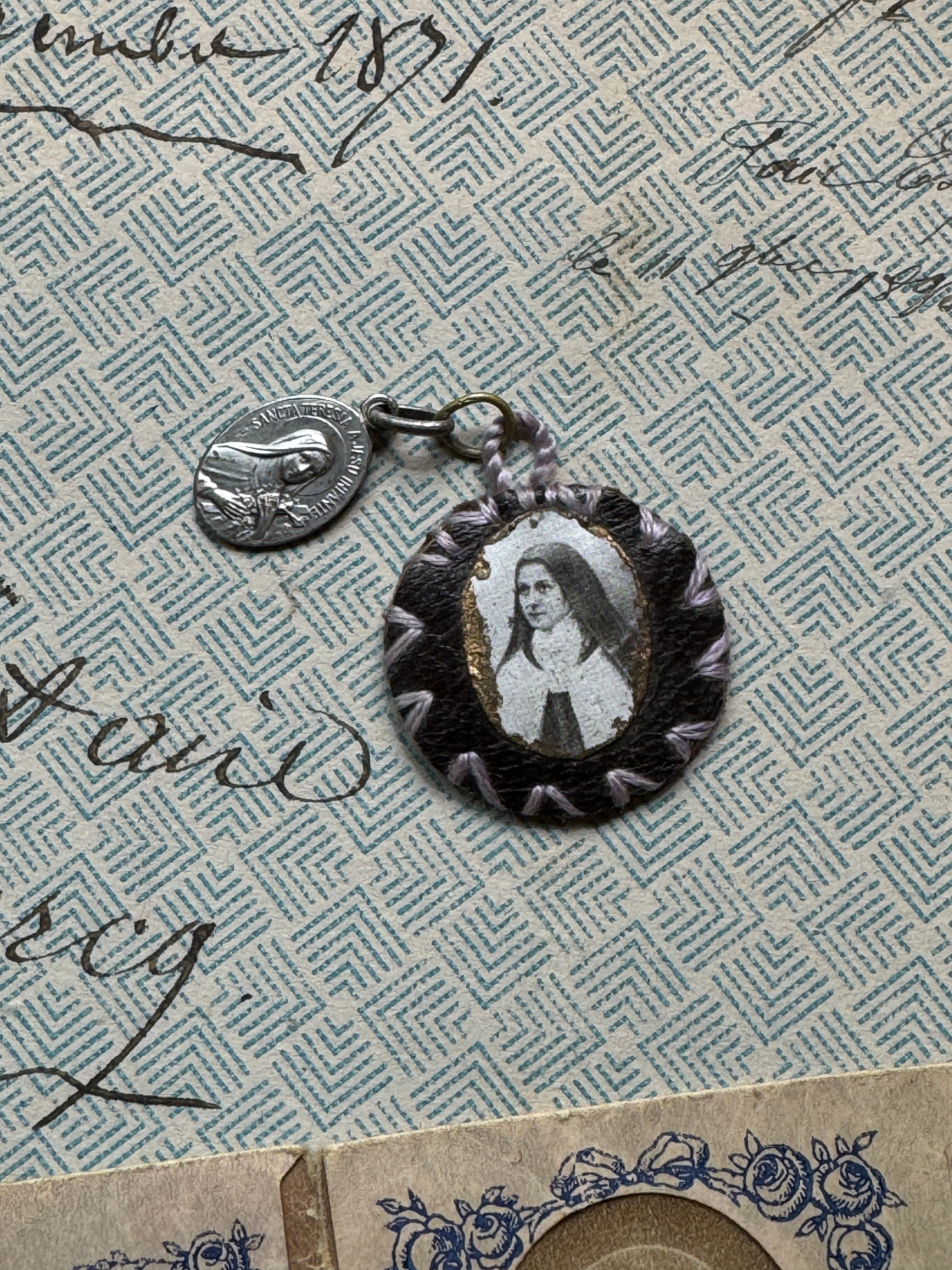 Antique Saint Therese Scapular and Relic from France