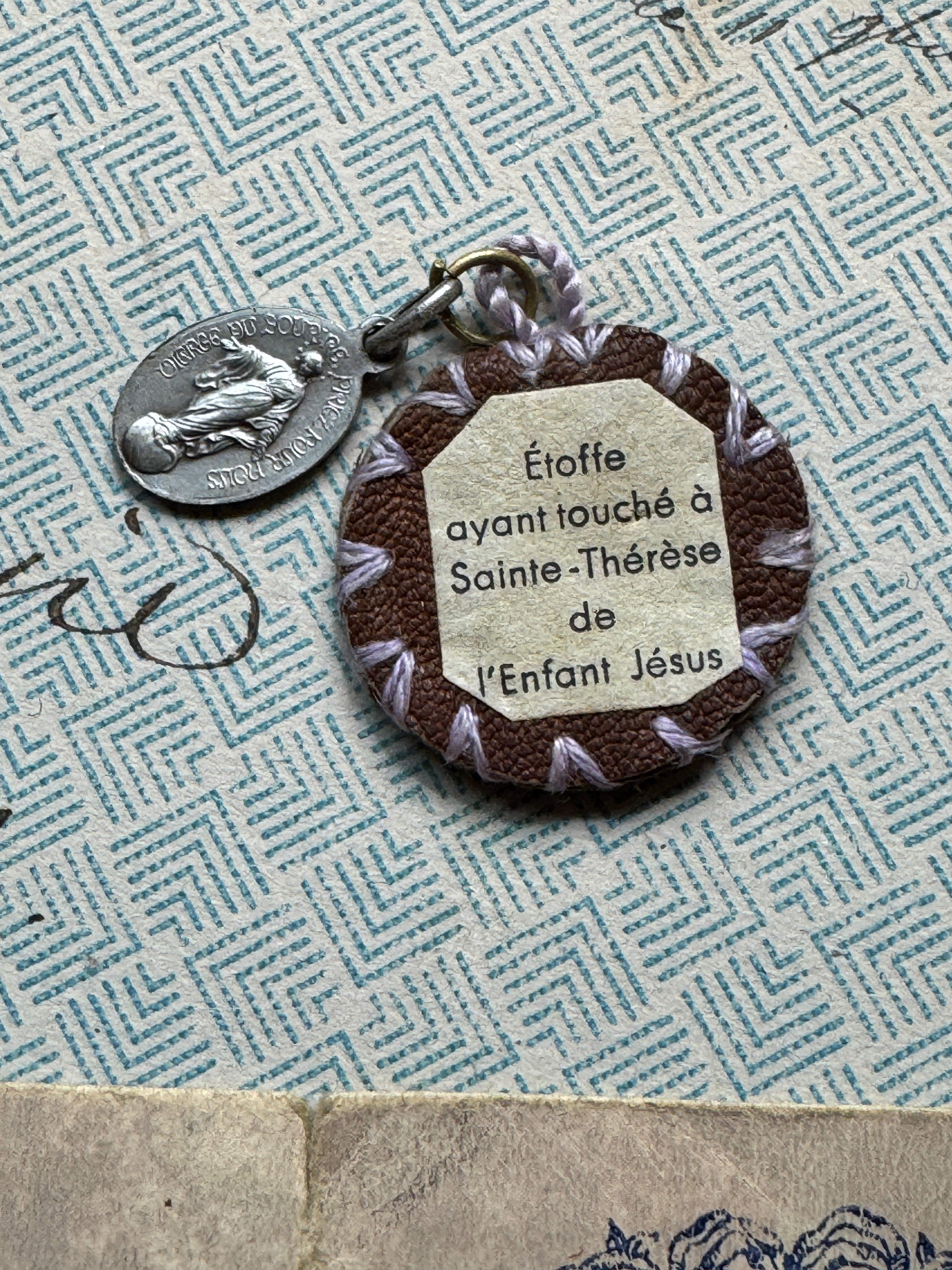 Antique Saint Therese Scapular and Relic from France