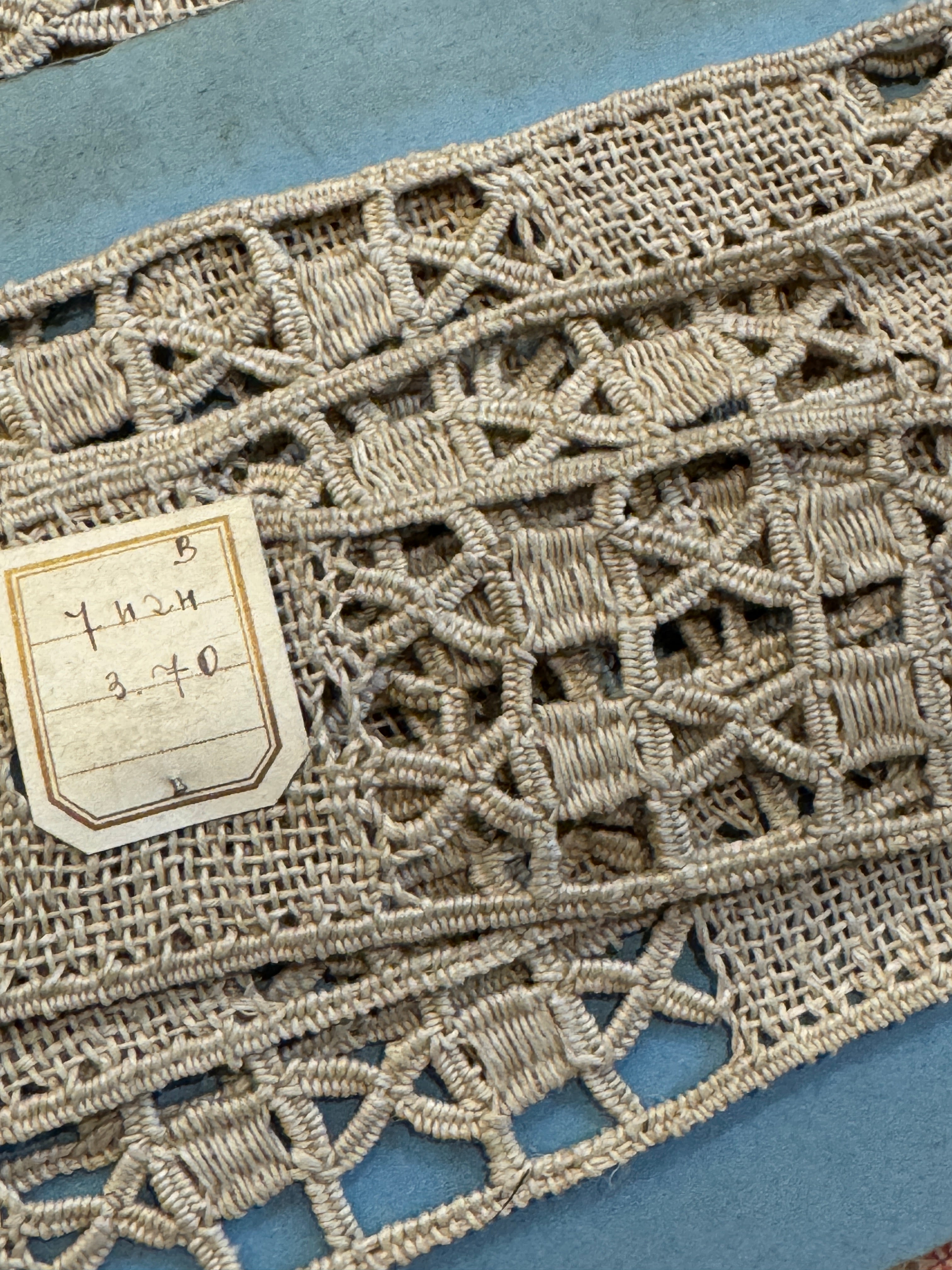 Antique French 1.9" Wide Handmade Bobbin Hemp Lace