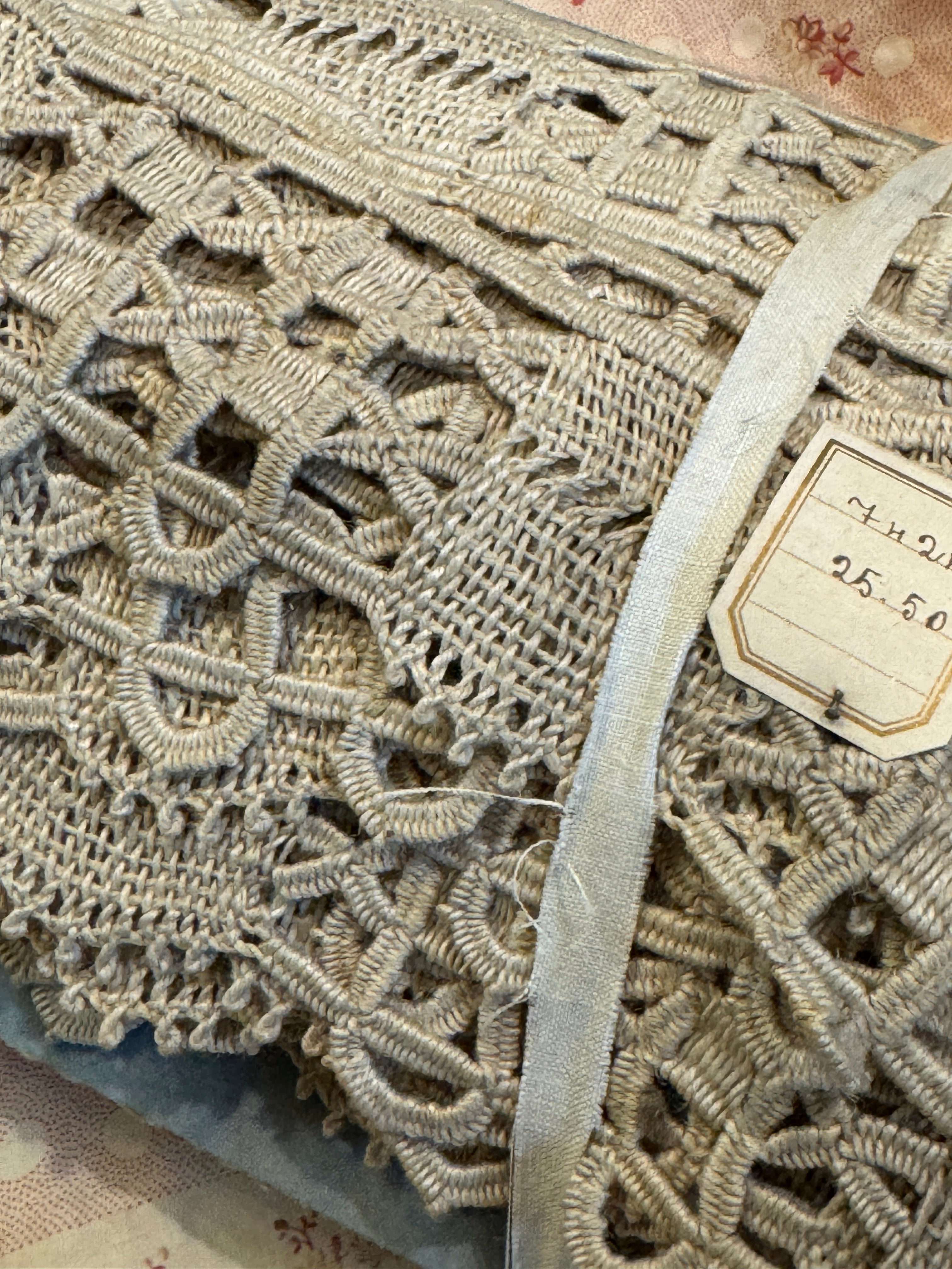 Antique French 2.5" Wide Handmade Bobbin Hemp Lace