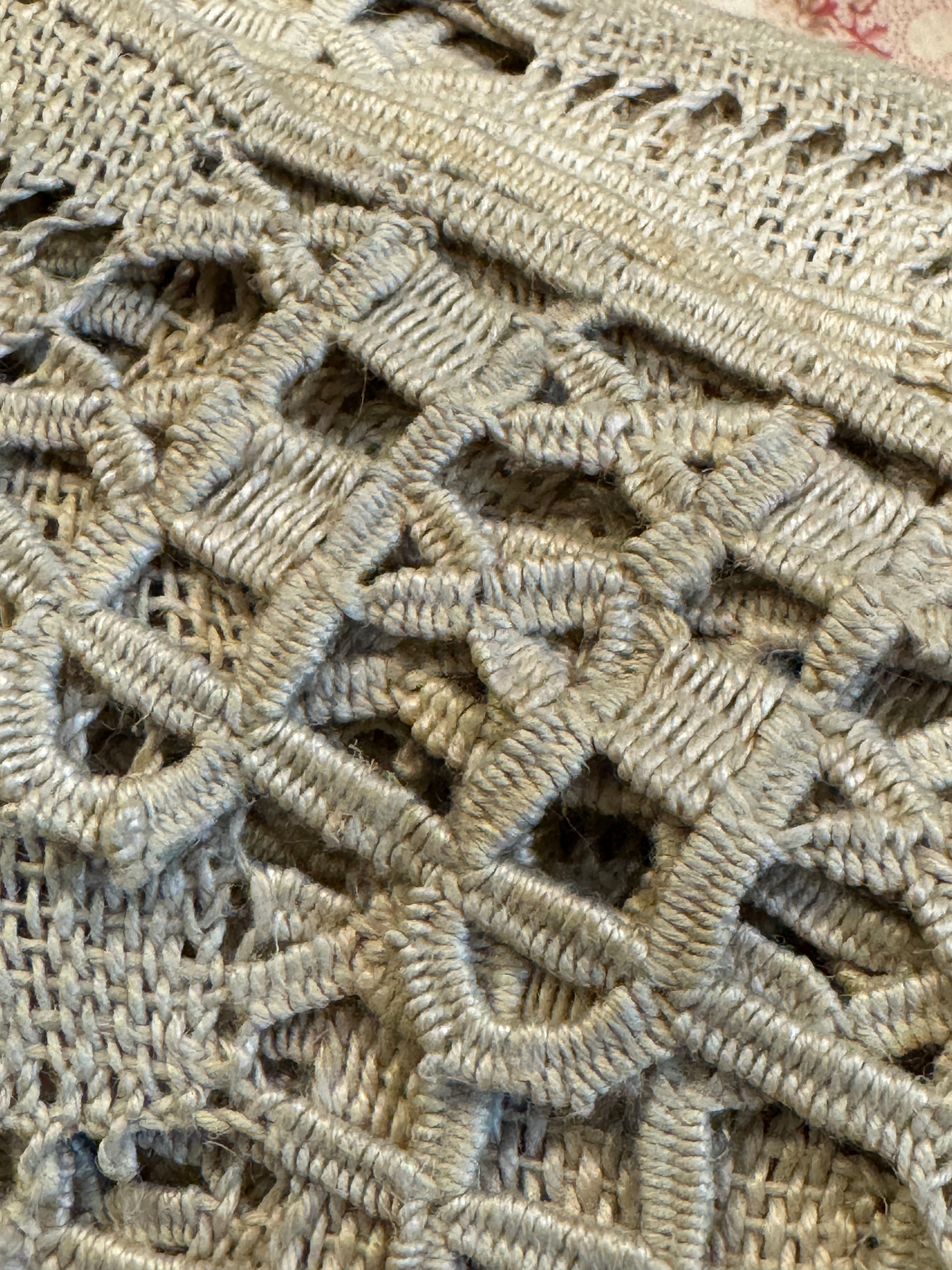 Antique French 2.5" Wide Handmade Bobbin Hemp Lace