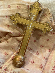 19th-century French Gilded Gesso Cross