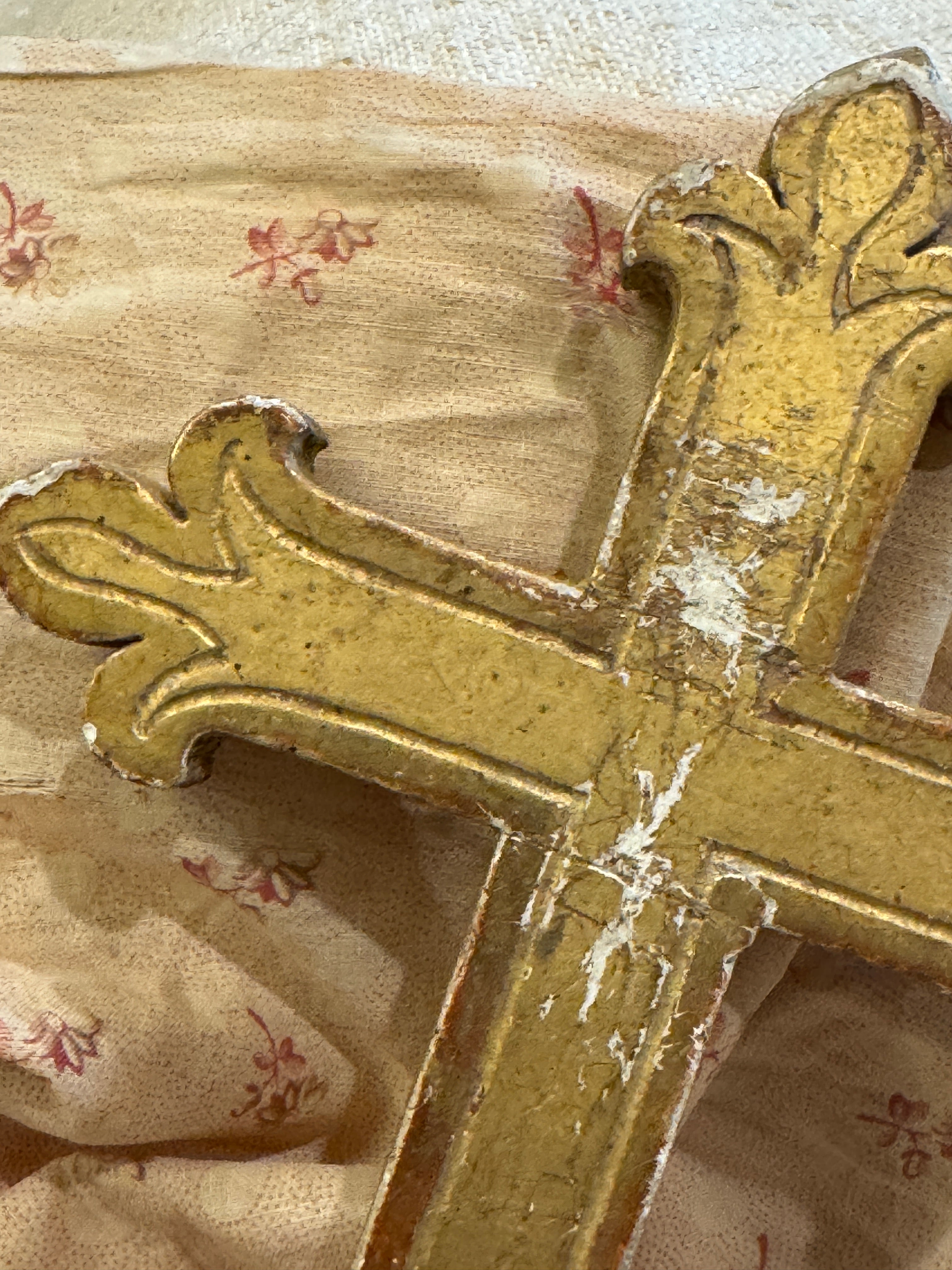 19th-century French Gilded Gesso Cross