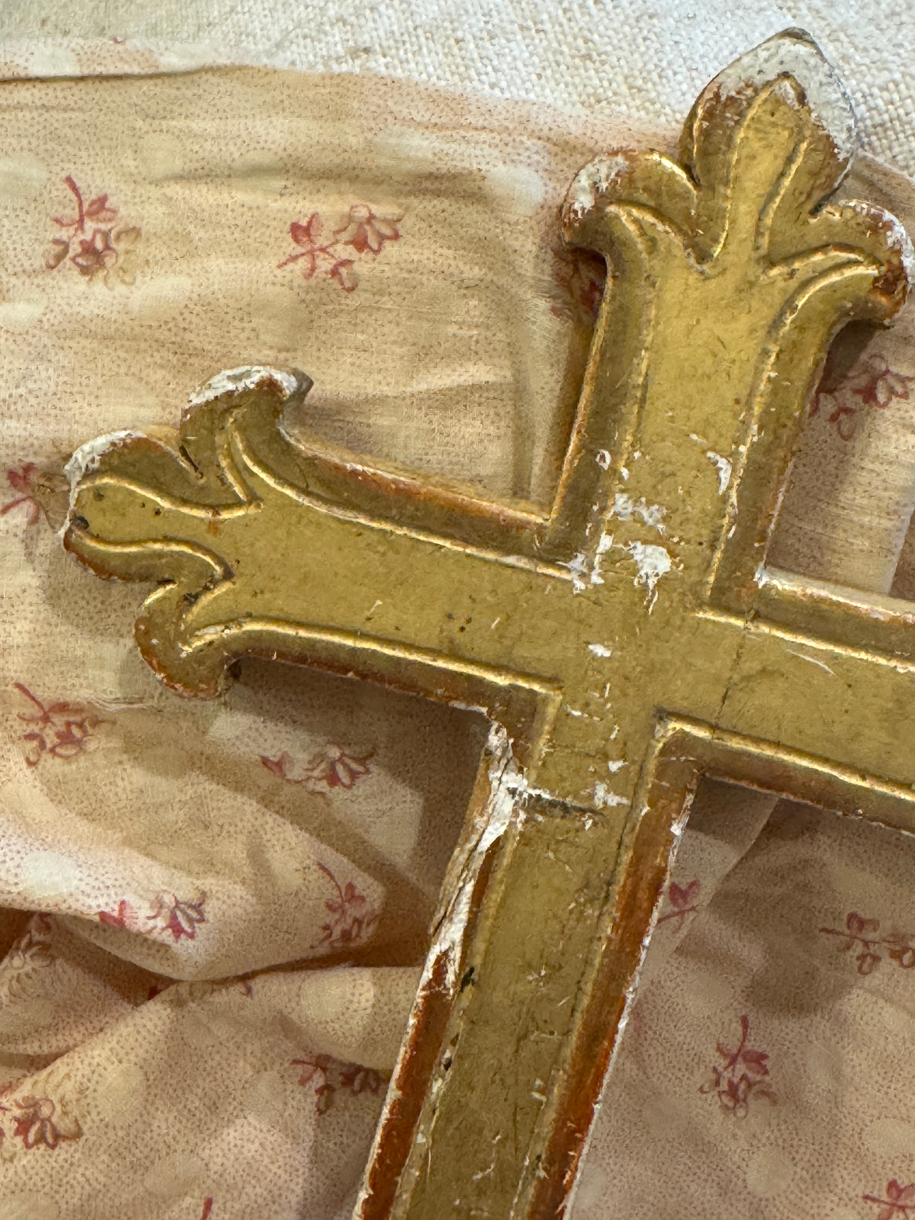 19th-century French Gilded Gesso Cross