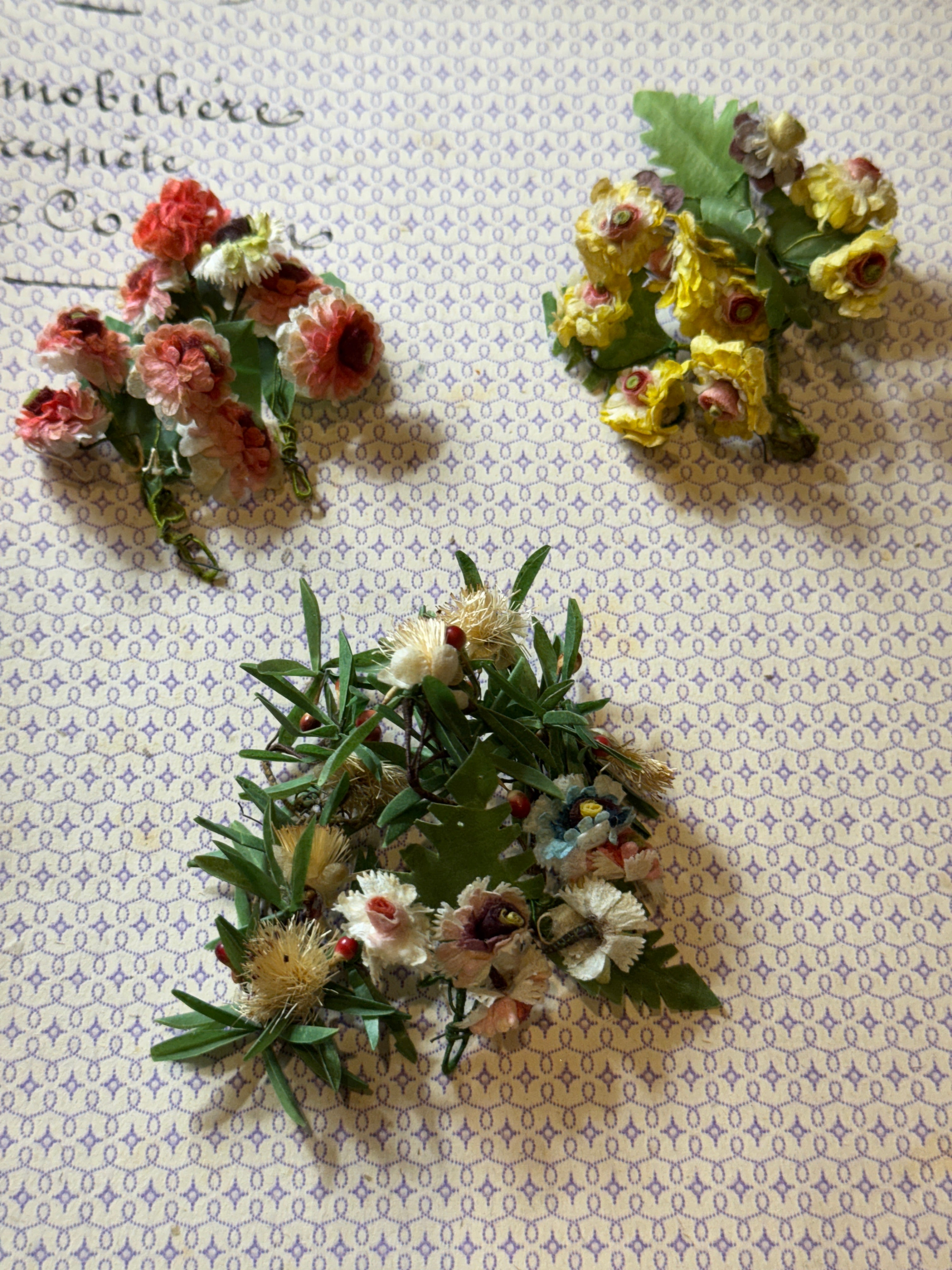 Antique French Paper Flower bundles
