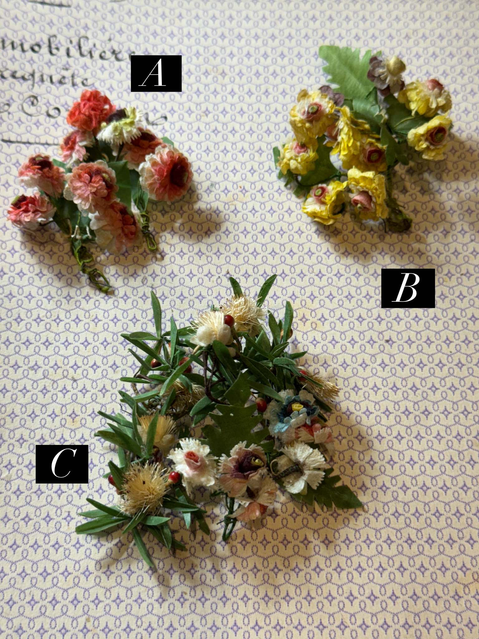 Antique French Paper Flower bundles
