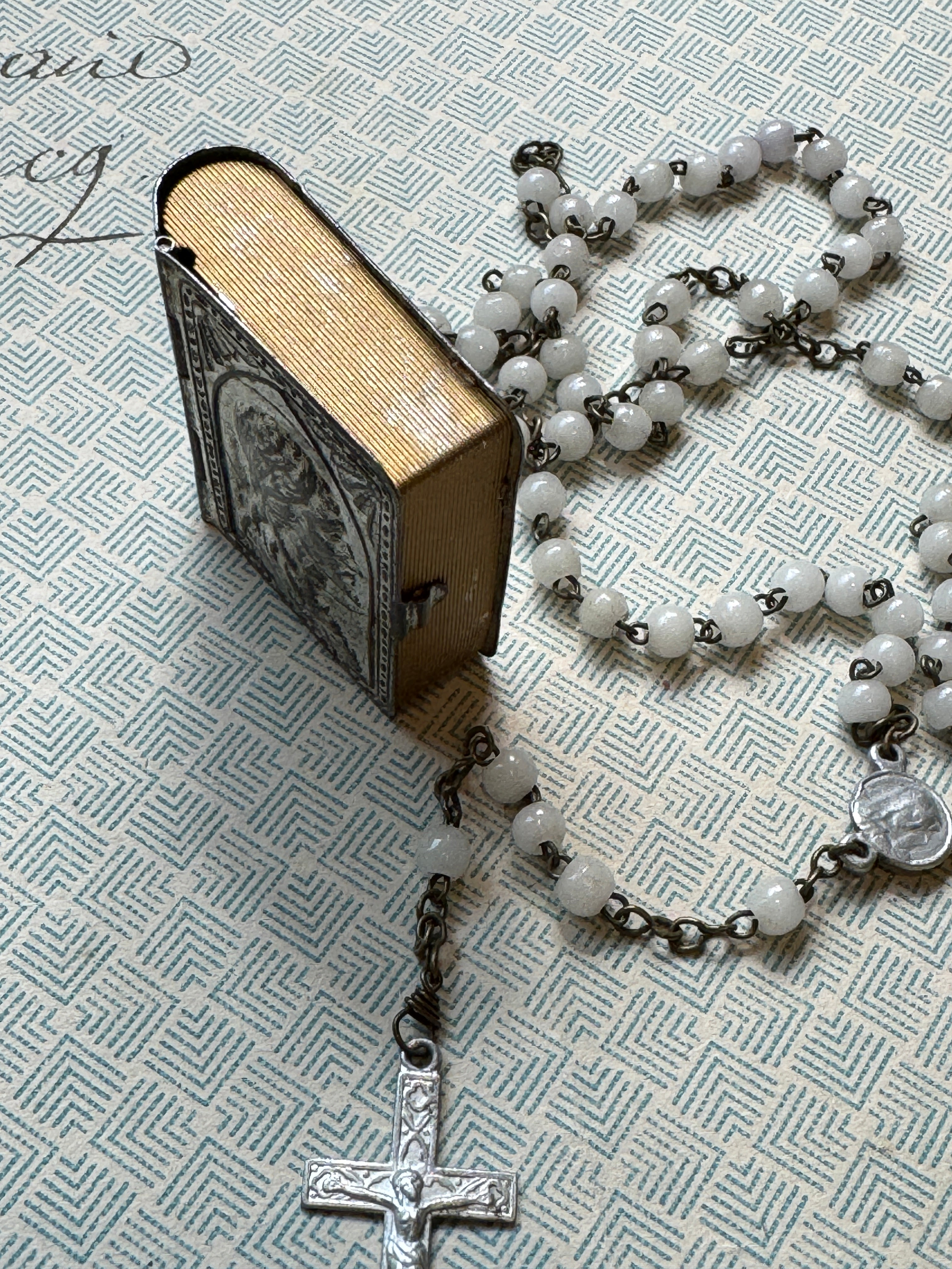 Antique French Communion Box and Rosary