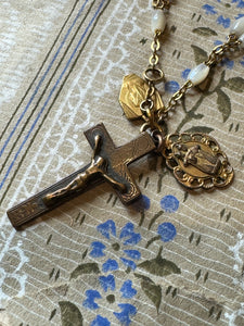 Antique French Rosary Piece with Small Medals