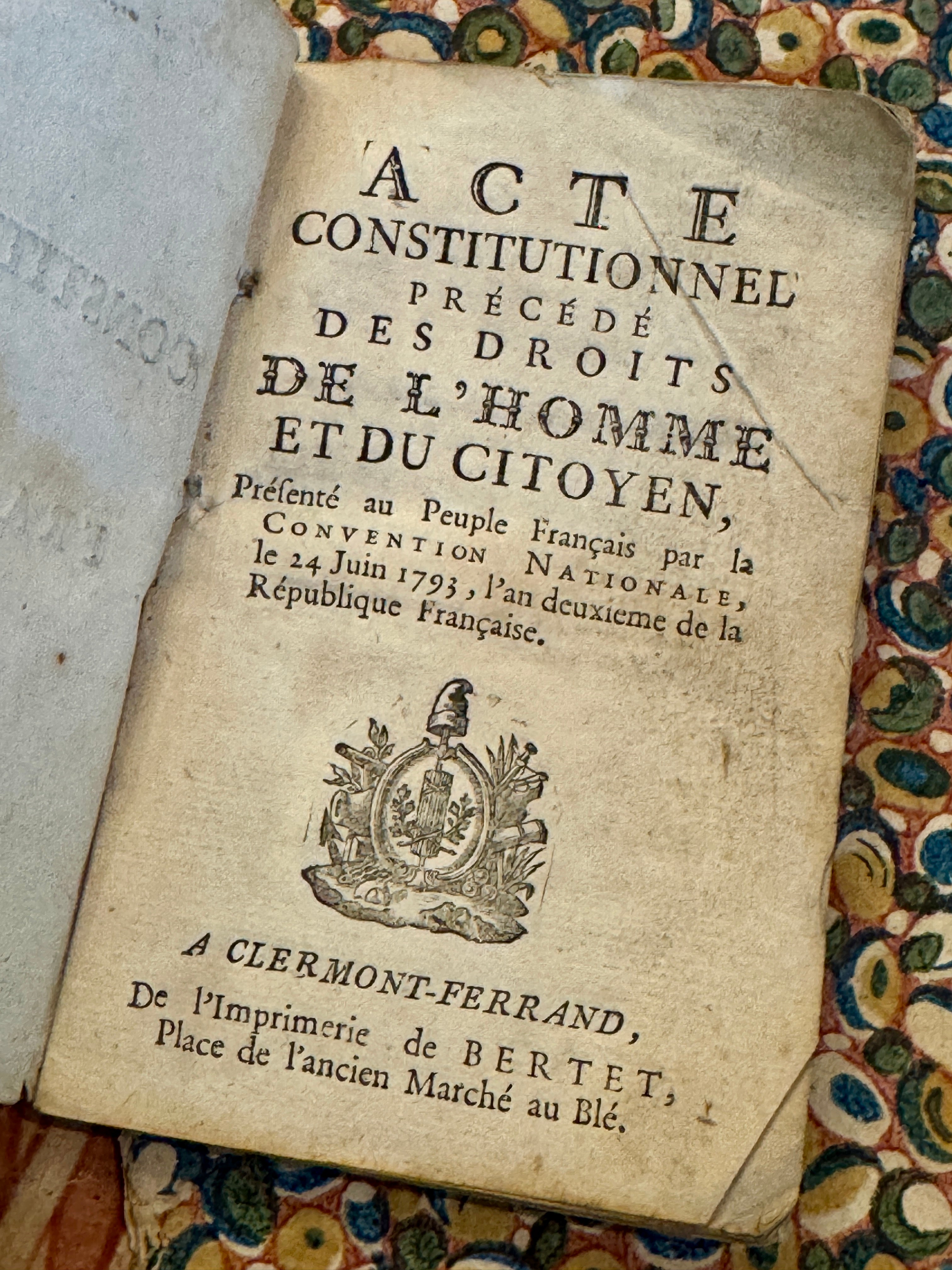 Antique 1793 French Dominote Constitution Book