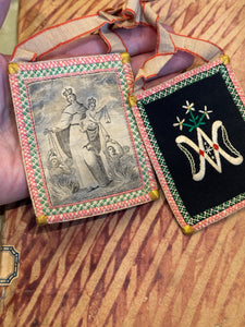 1800s Antique Scapular from France, Italy, or Spain