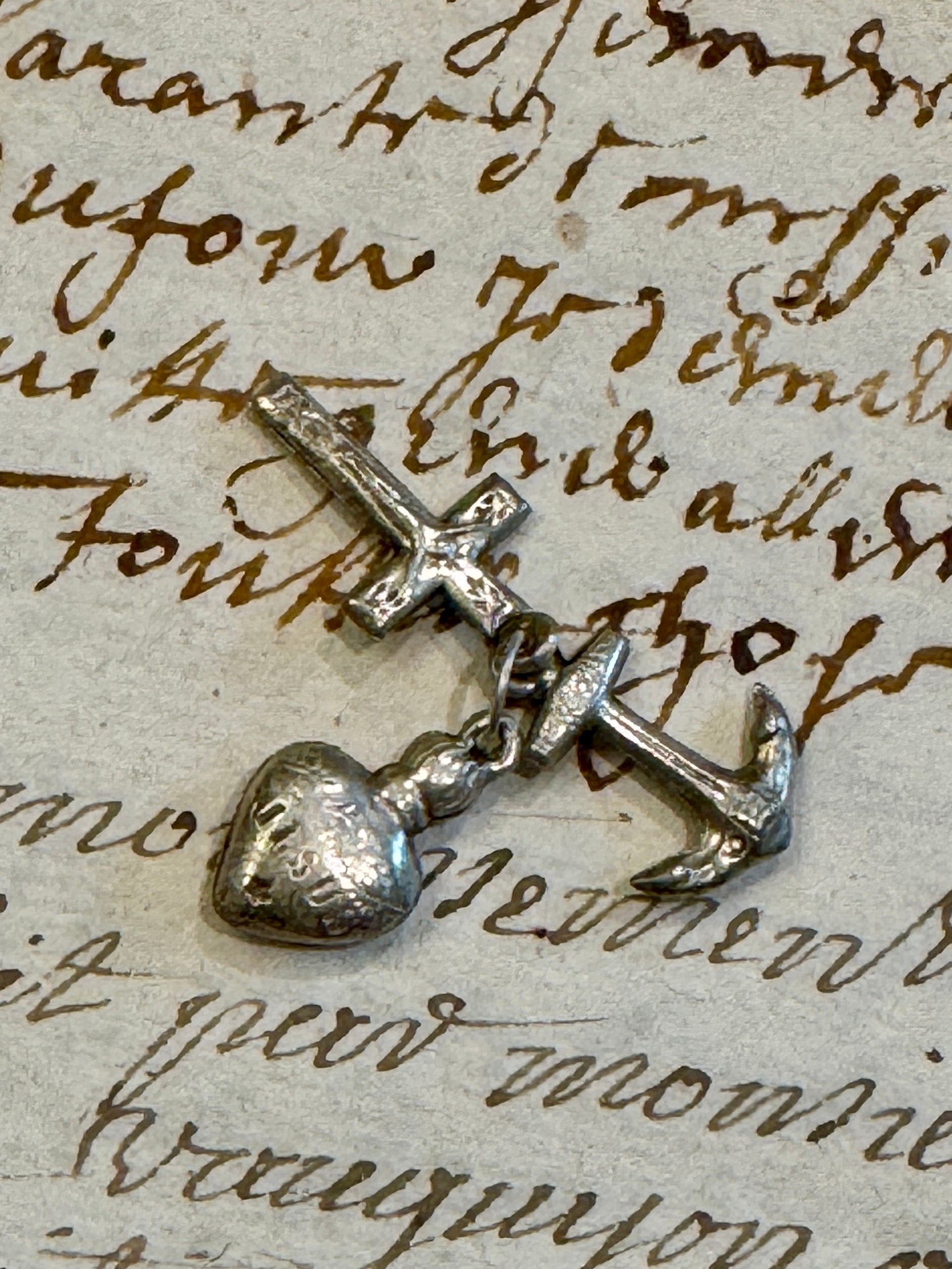 Antique Victorian Sterling Faith, Hope & Charity FOB/Pendant