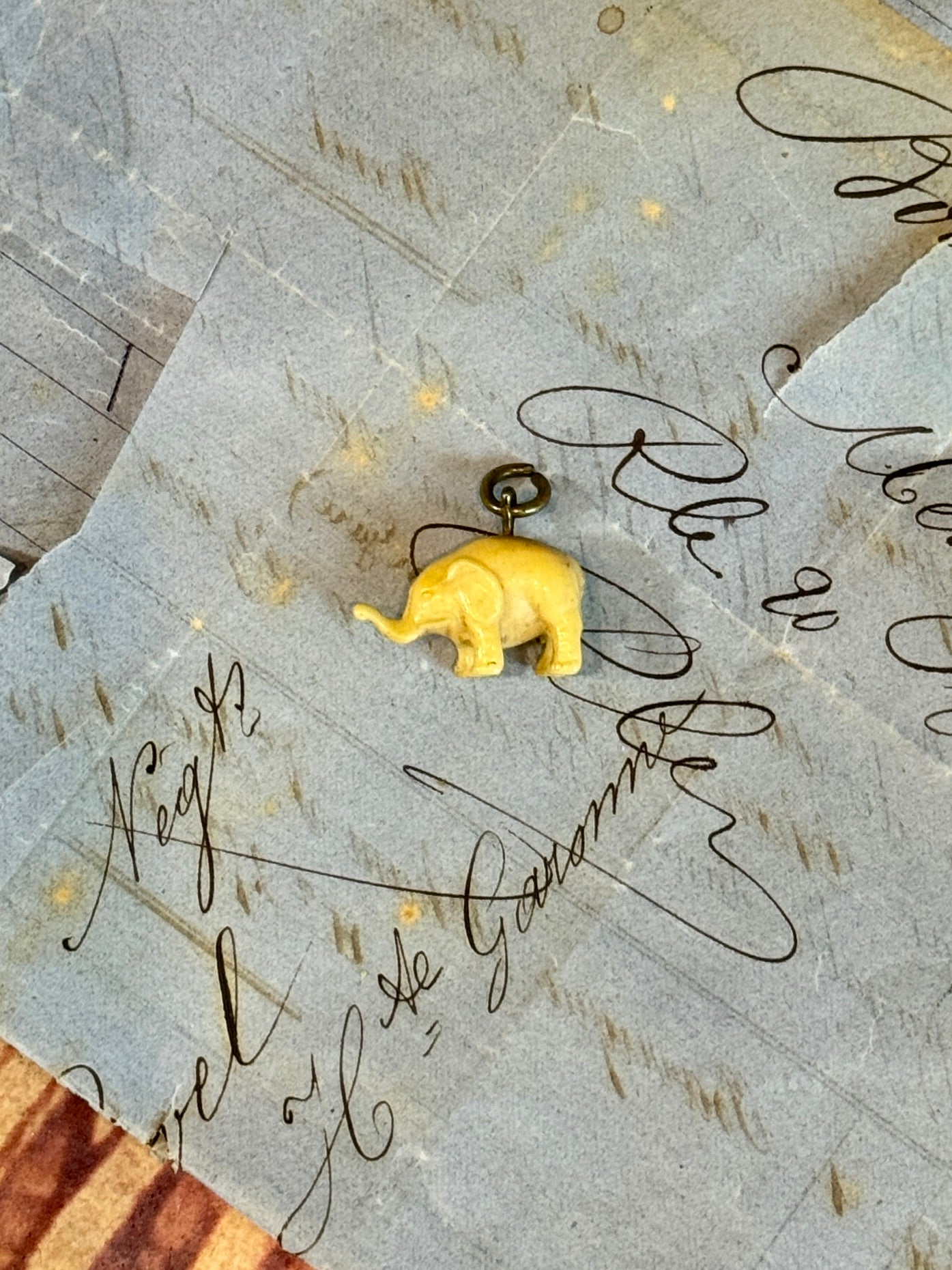 Vintage French Celluloid Elephant Charm/Pendant
