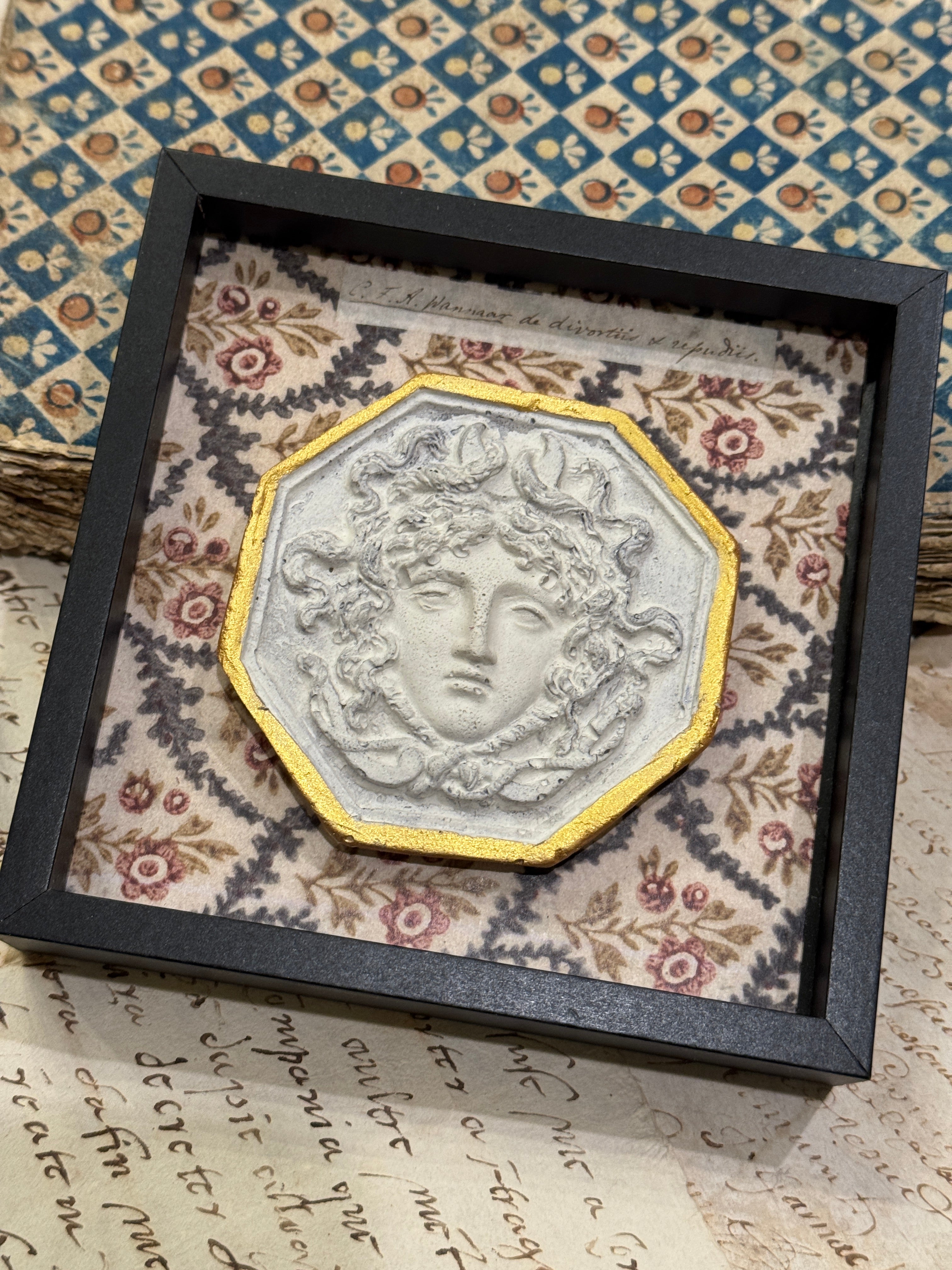 Hanging or Sitting Framed Medusa Intaglio