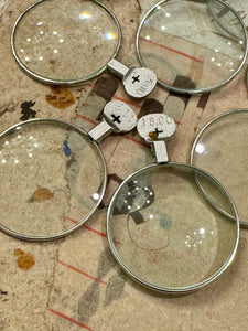 Antique Optical Lens with Silver Frame and ROUND Top