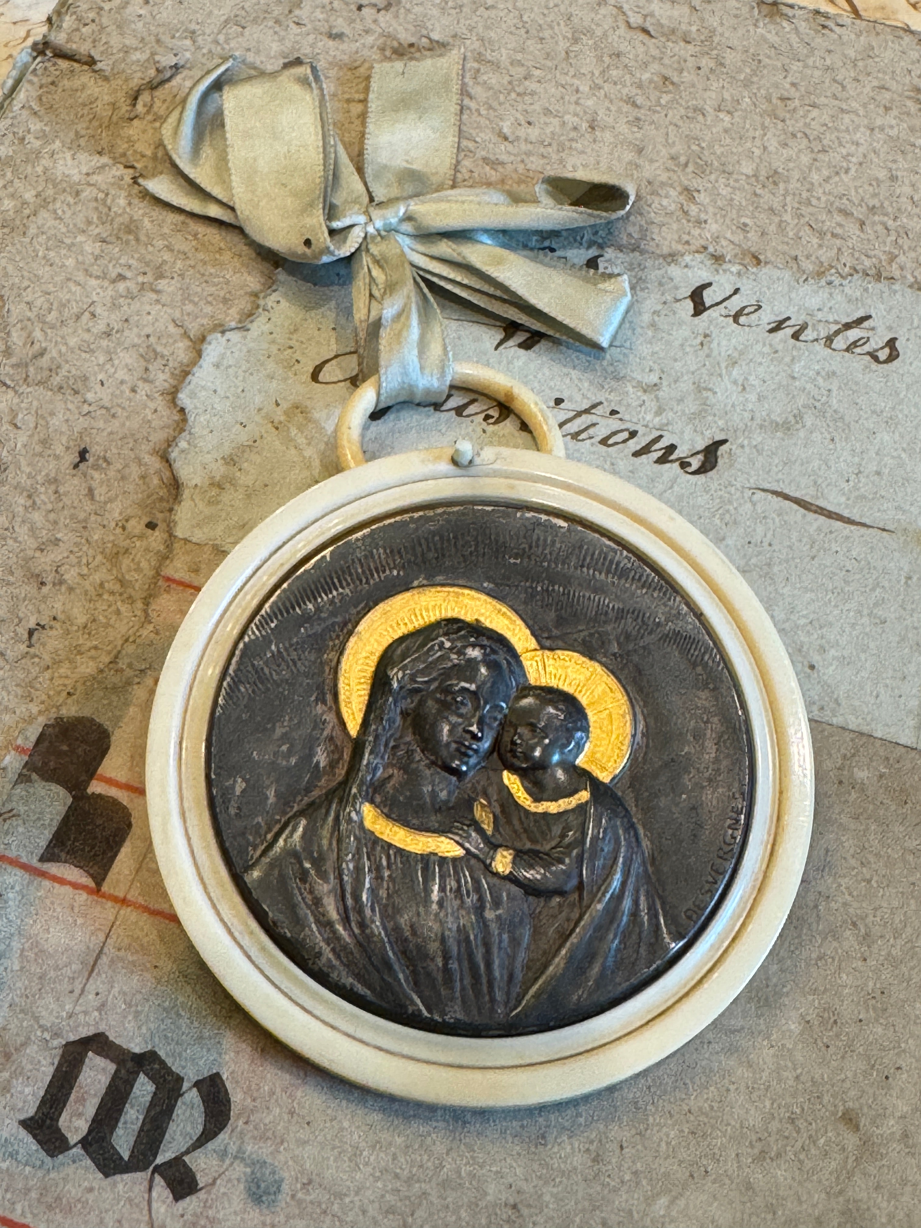 Antique French Cradle Medallion