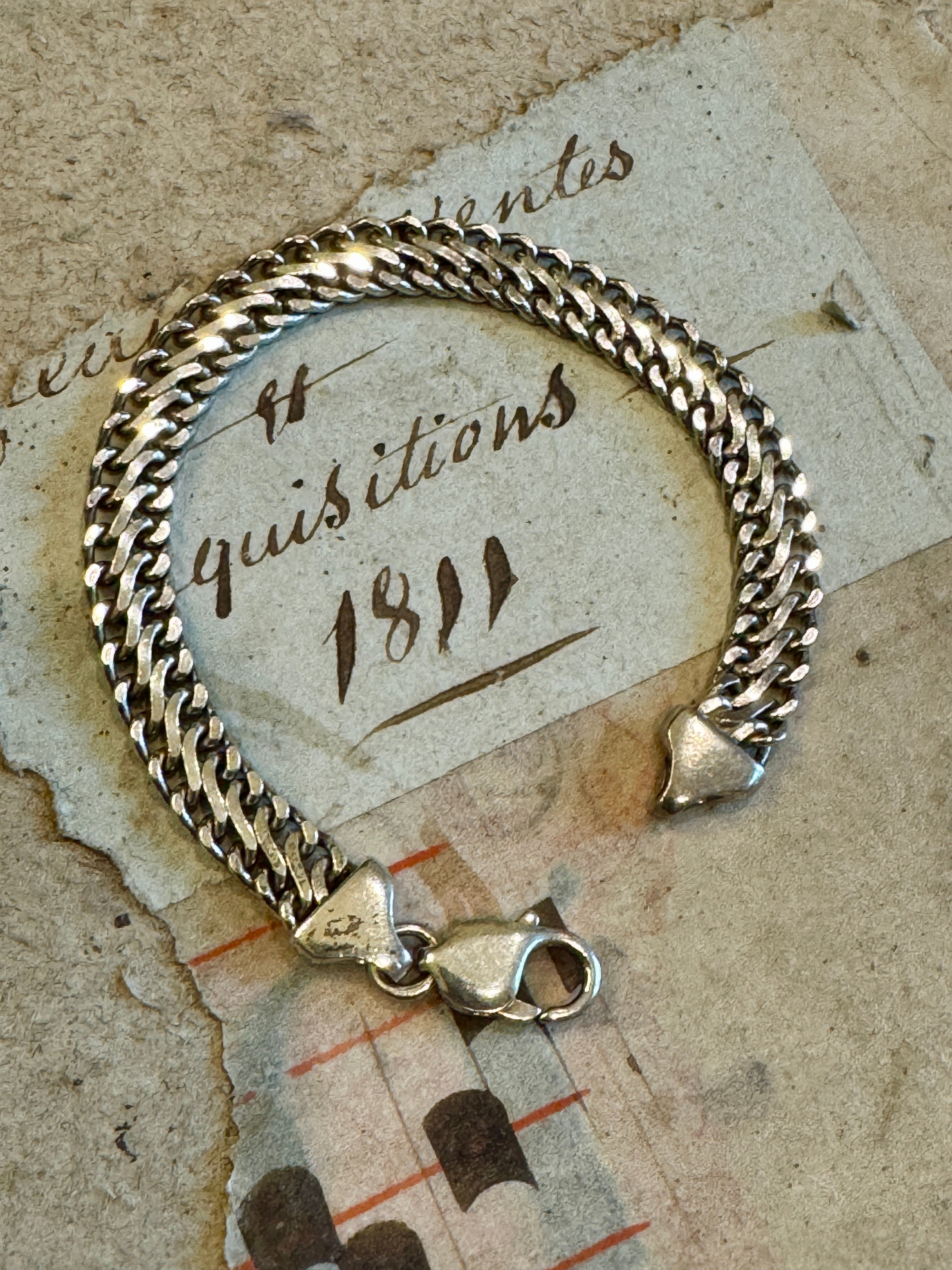 Vintage Sterling Silver Flat link Bracelet